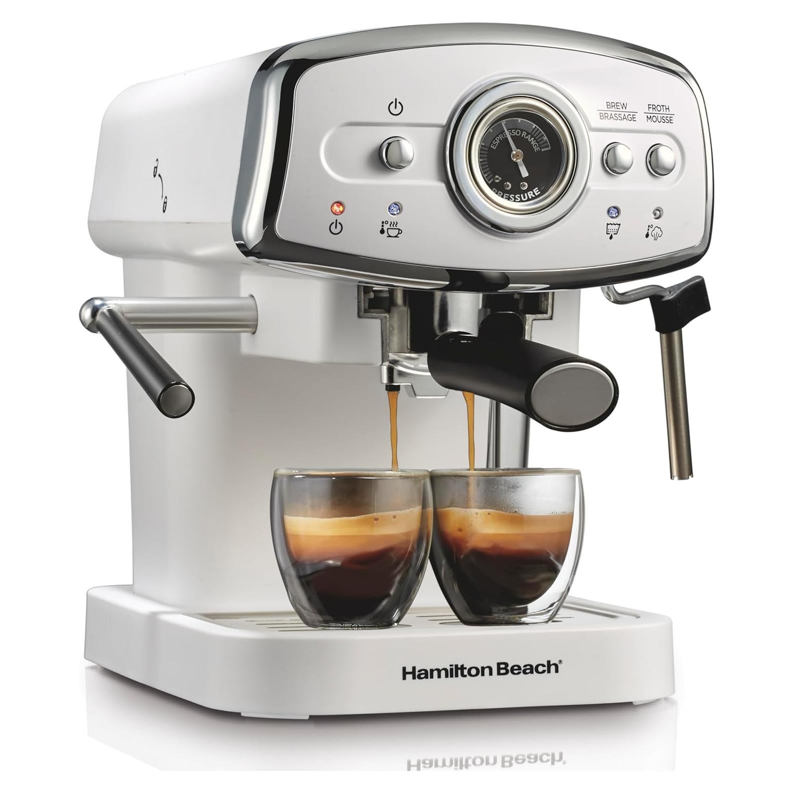 Máquina de Espresso Hamilton Beach 40731 Blanca Retro 15 Bar