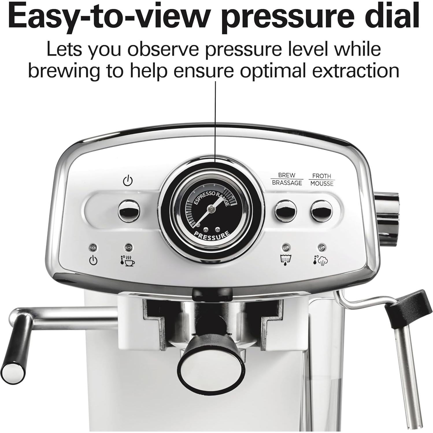 Máquina de Espresso Hamilton Beach 40731 Blanca Retro 15 Bar