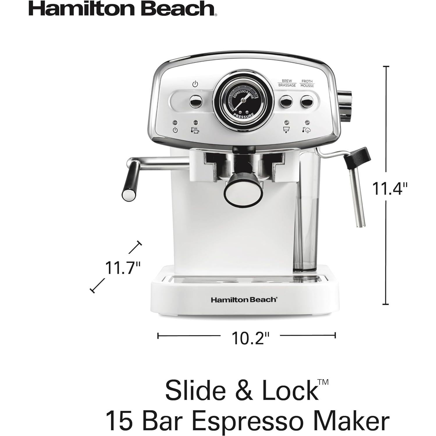 Máquina de Espresso Hamilton Beach 40731 Blanca Retro 15 Bar