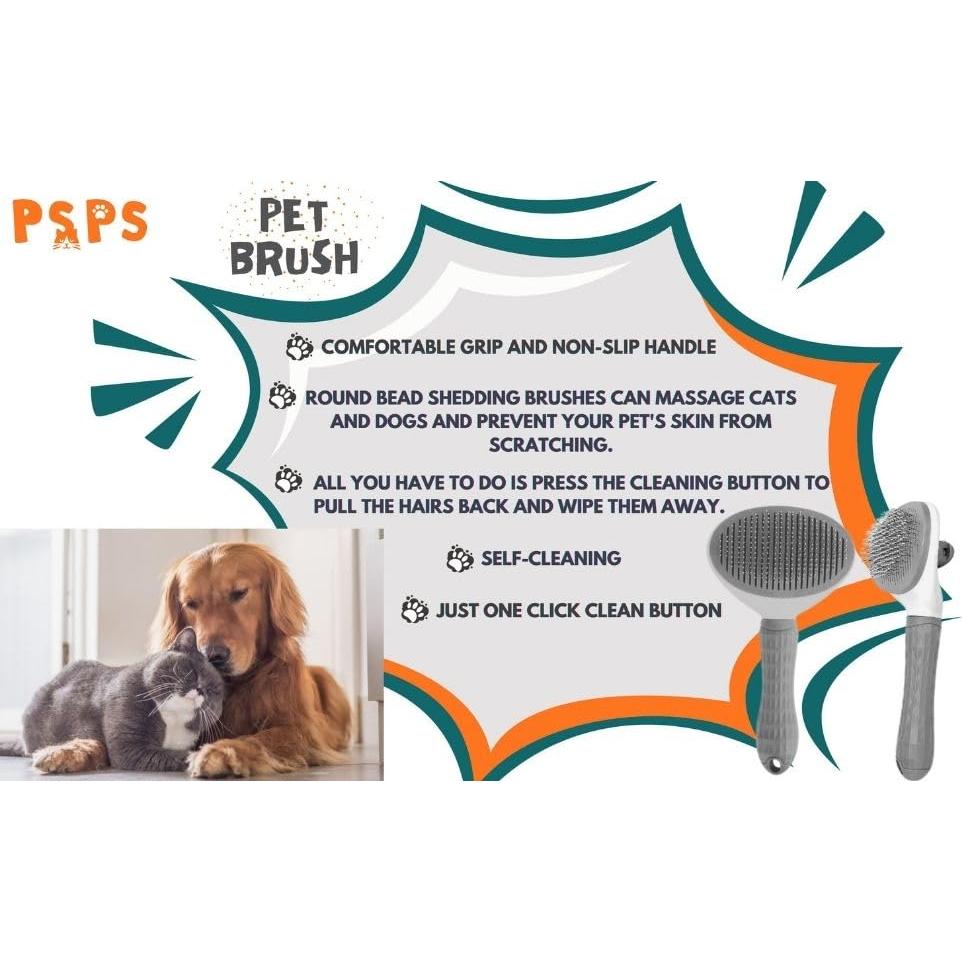 Cepillo Deshedding PSPS Autolimpiante para Perros y Gatos