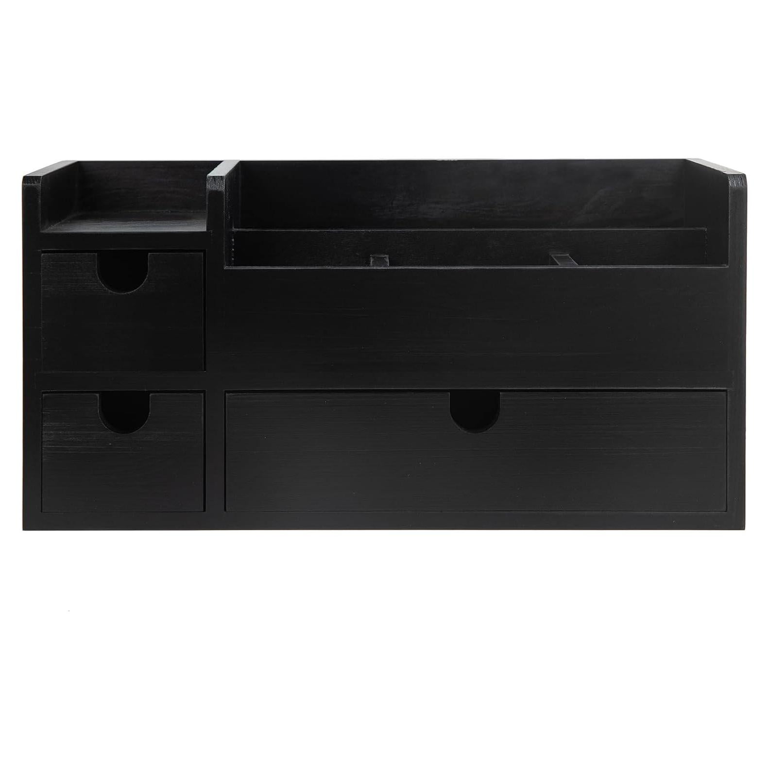 Organizador de Escritorio de Madera ExoLiry Negro 8 Compartimentos