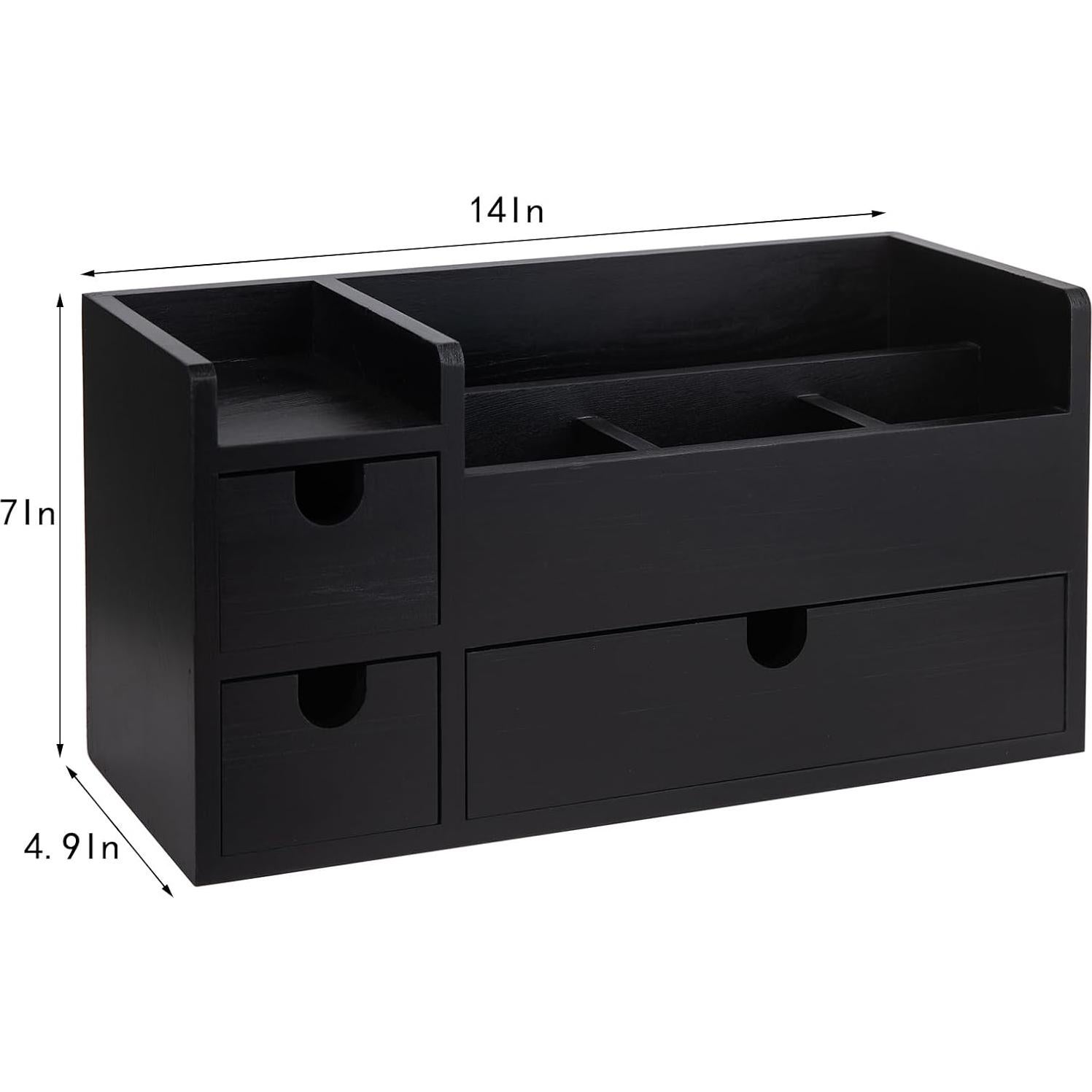 Organizador de Escritorio de Madera ExoLiry Negro 8 Compartimentos