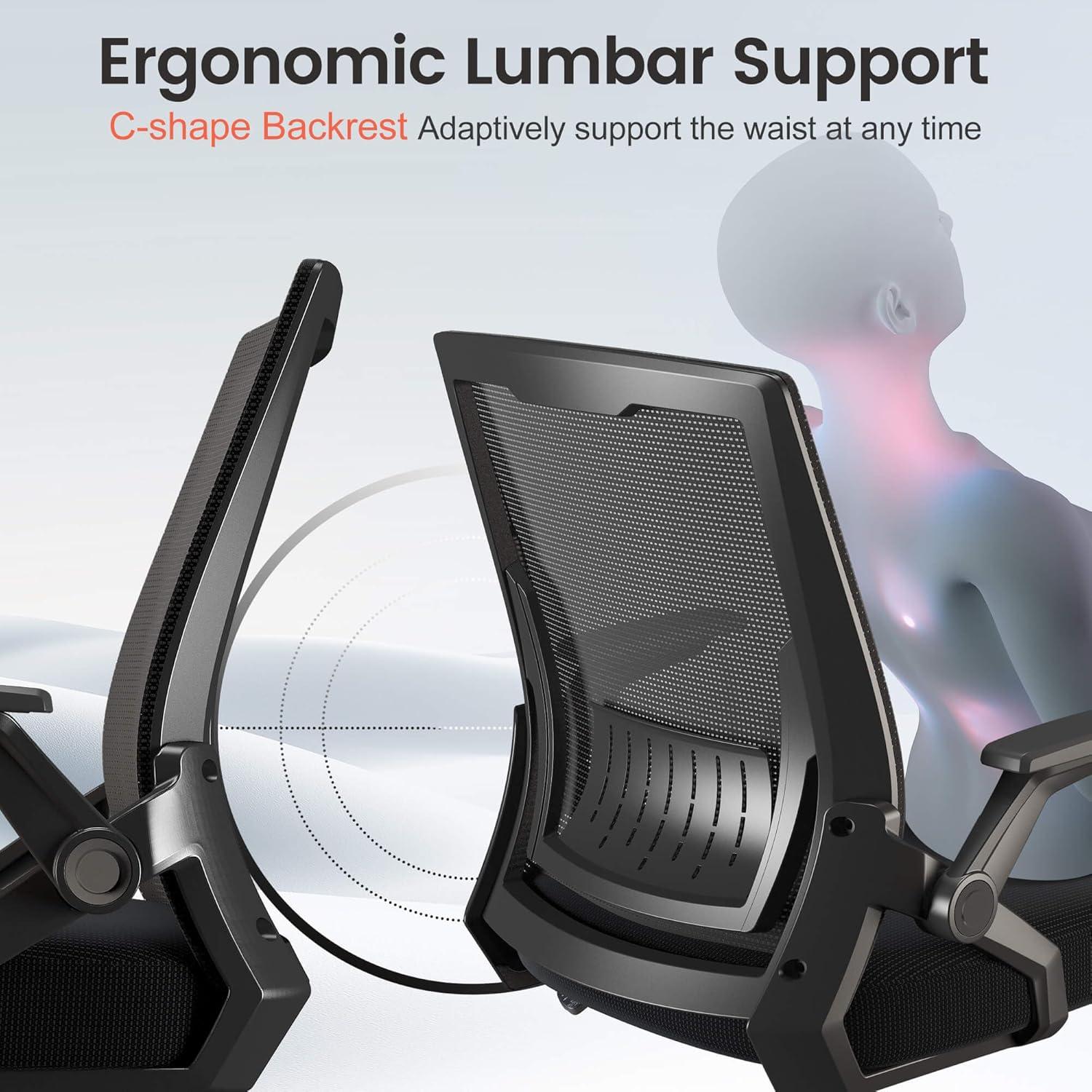 Silla de Oficina Ergonómica GTRACING CH219 Negra con Soporte Lumbar