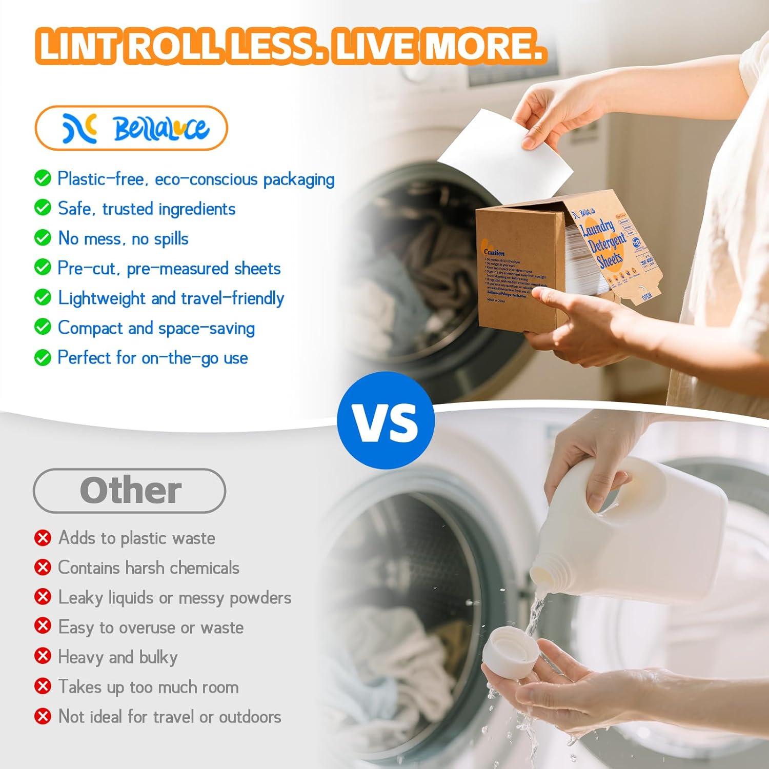 Hojas de detergente ecológicas BellaLuce - 400 cargas, aroma lino