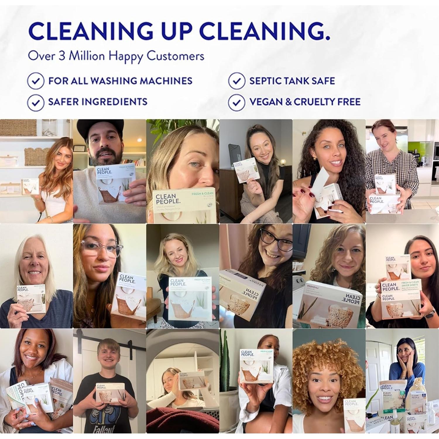 Hojas de detergente Clean People - 384 unidades hipoalergénicas