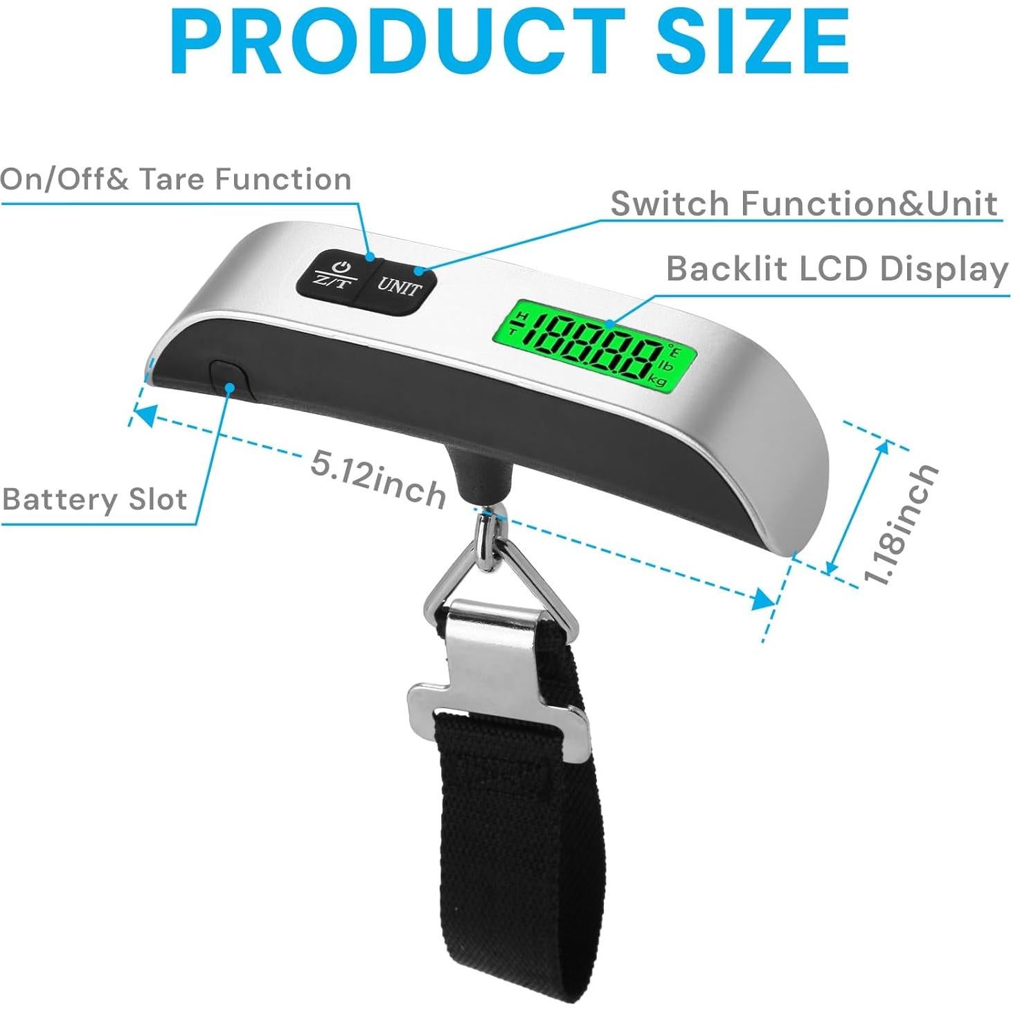 Báscula Digital de Equipaje 50 kg pwkauka con Pantalla LCD