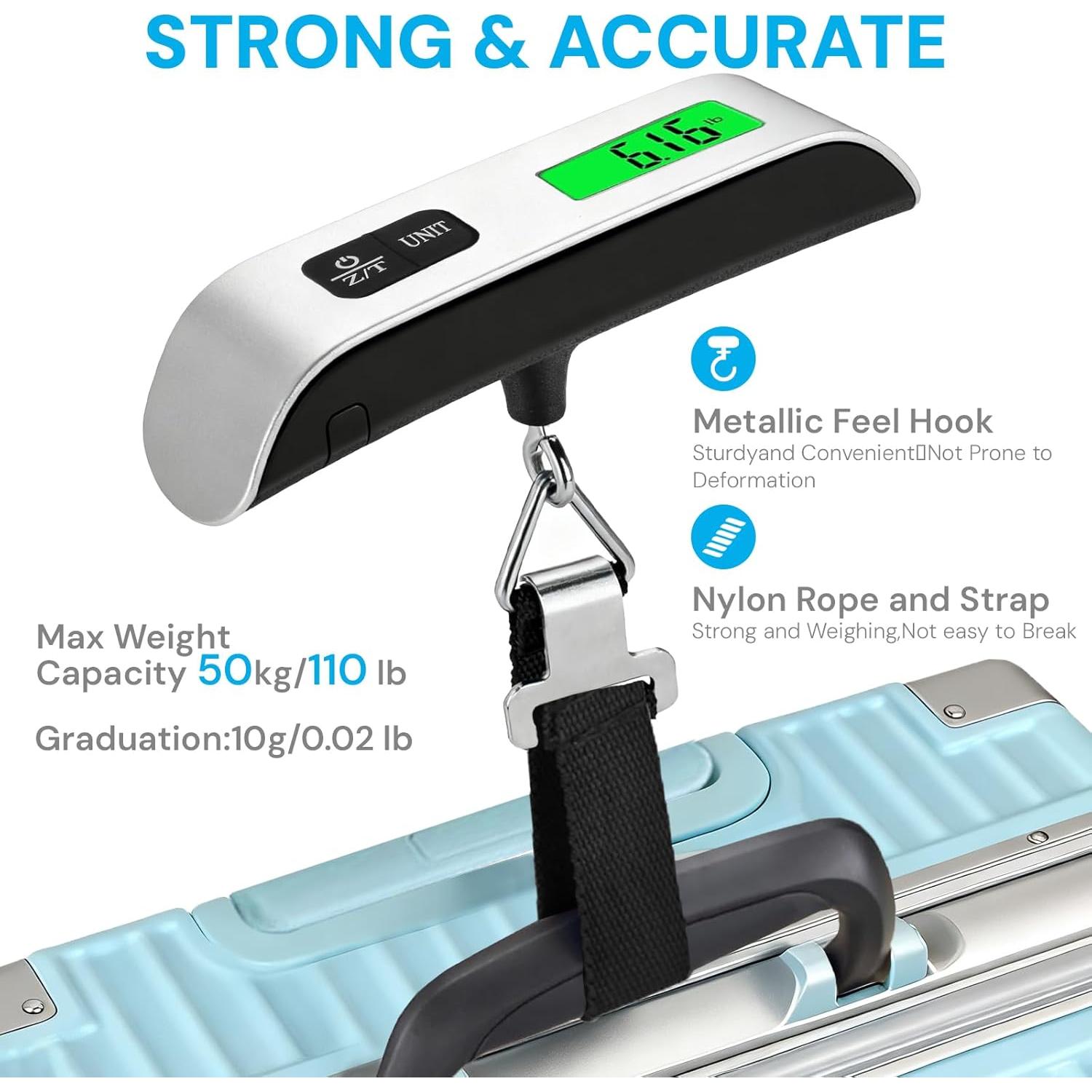 Báscula Digital de Equipaje 50 kg pwkauka con Pantalla LCD