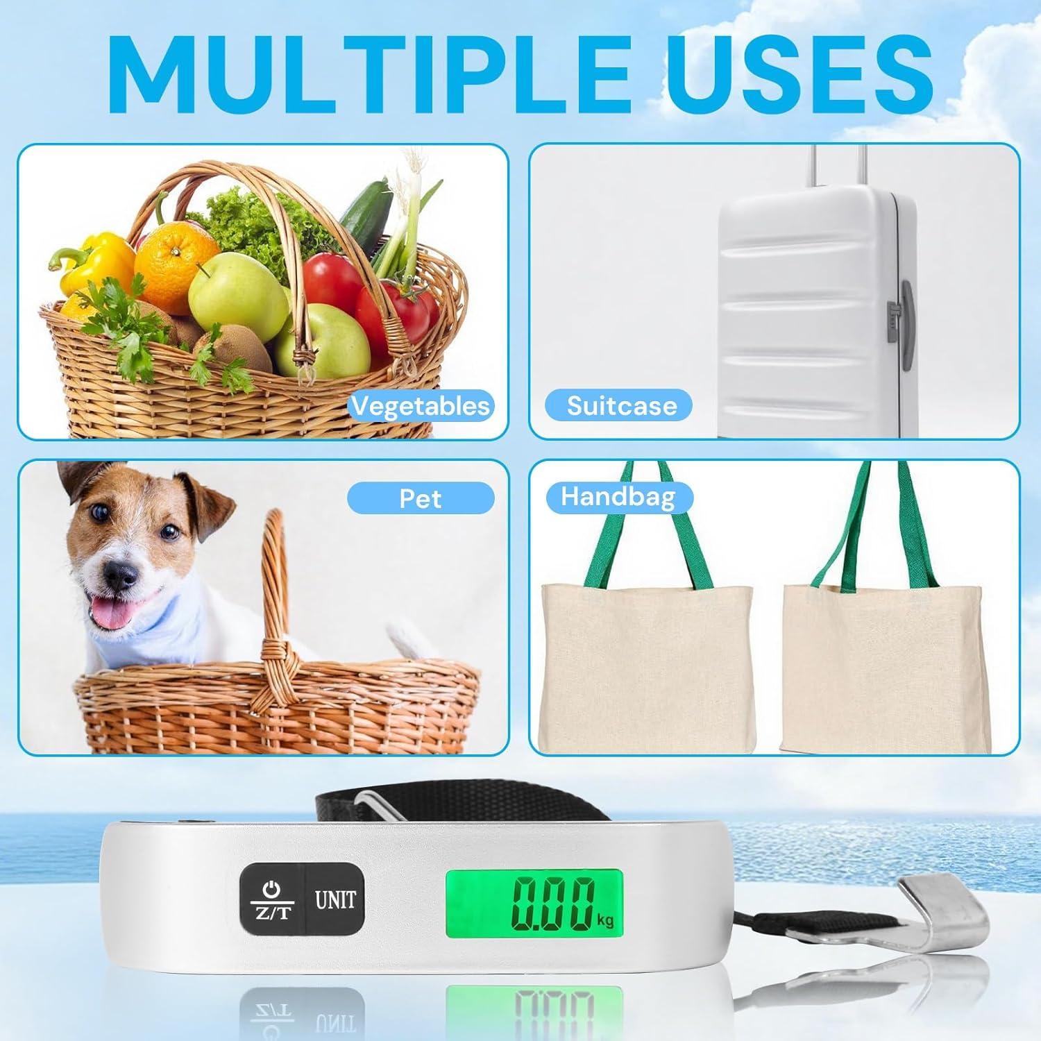 Báscula Digital de Equipaje 50 kg pwkauka con Pantalla LCD