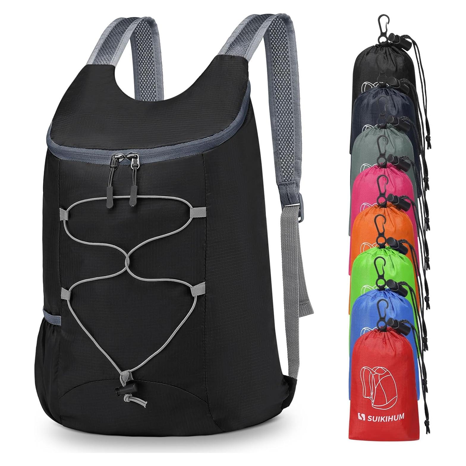 Mochila de Senderismo Plegable 20L SUIKIHUM Negra Ligera