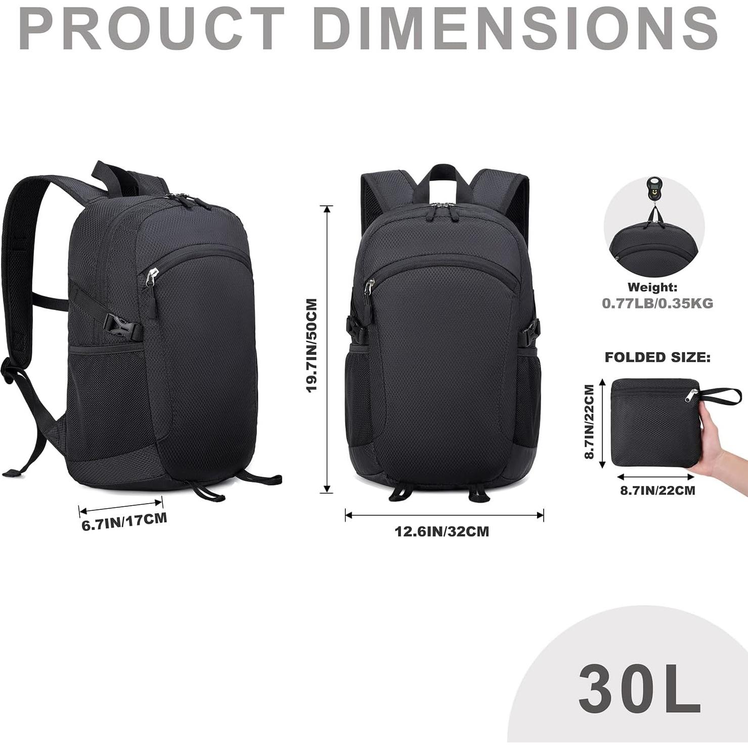 Mochila de viaje plegable 30L resistente al agua Cinco Sustancias