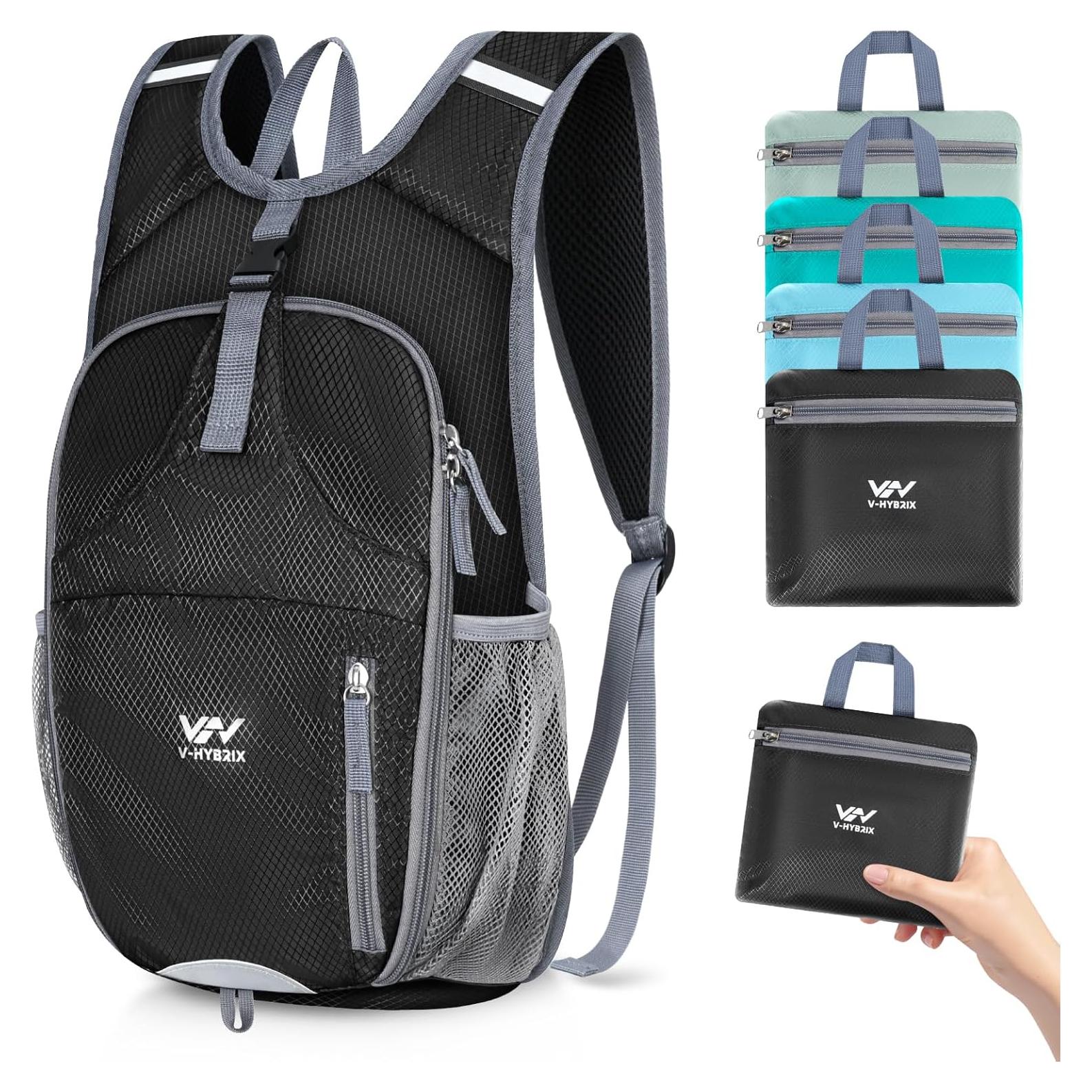 Mochila de Senderismo Plegable VHYBRIX 15L Impermeable Negra