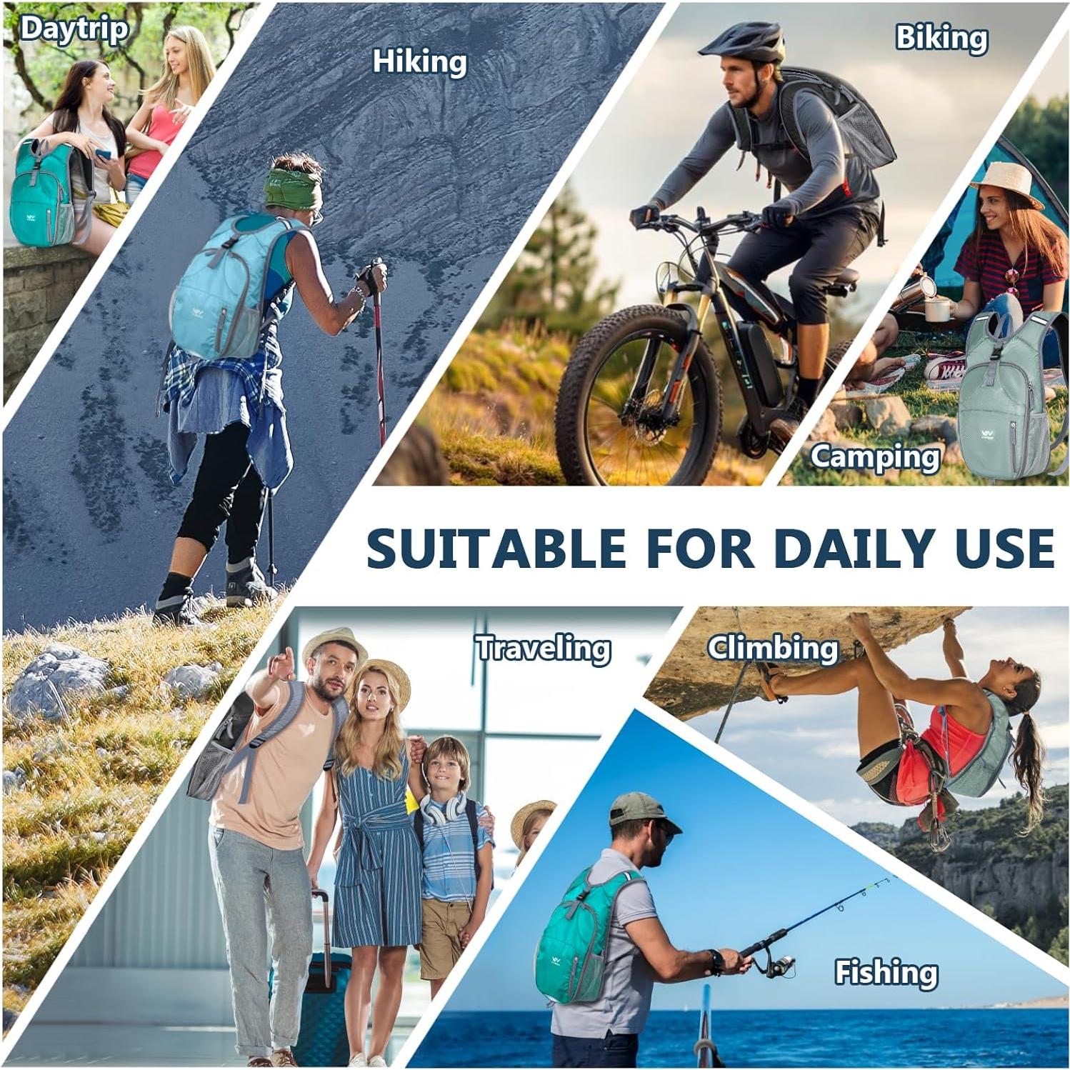 Mochila de Senderismo Plegable VHYBRIX 15L Impermeable Negra