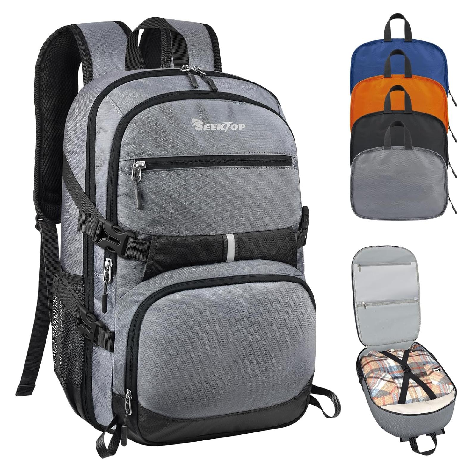 Mochila de viaje ligera Seektop 40L unisex plegable gris