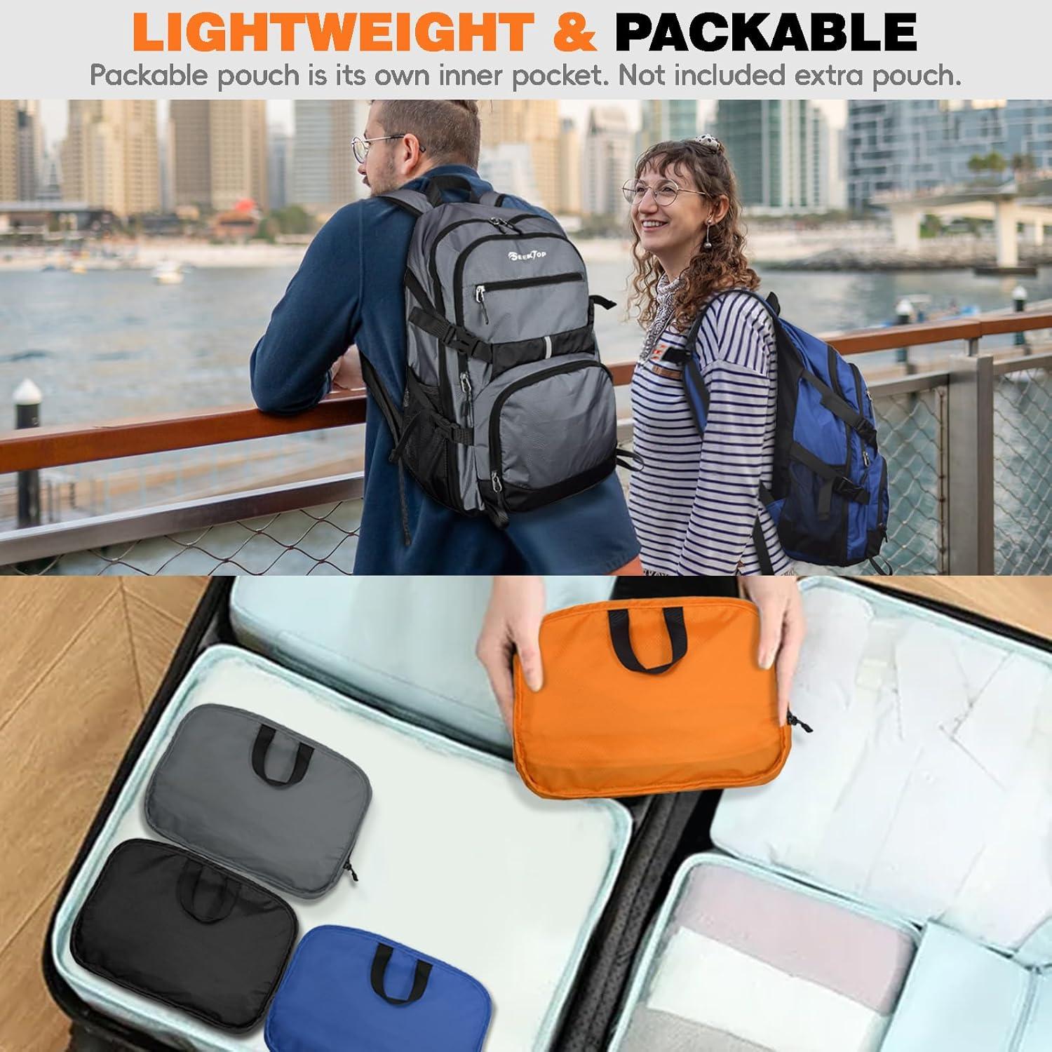 Mochila de viaje ligera Seektop 40L unisex plegable gris