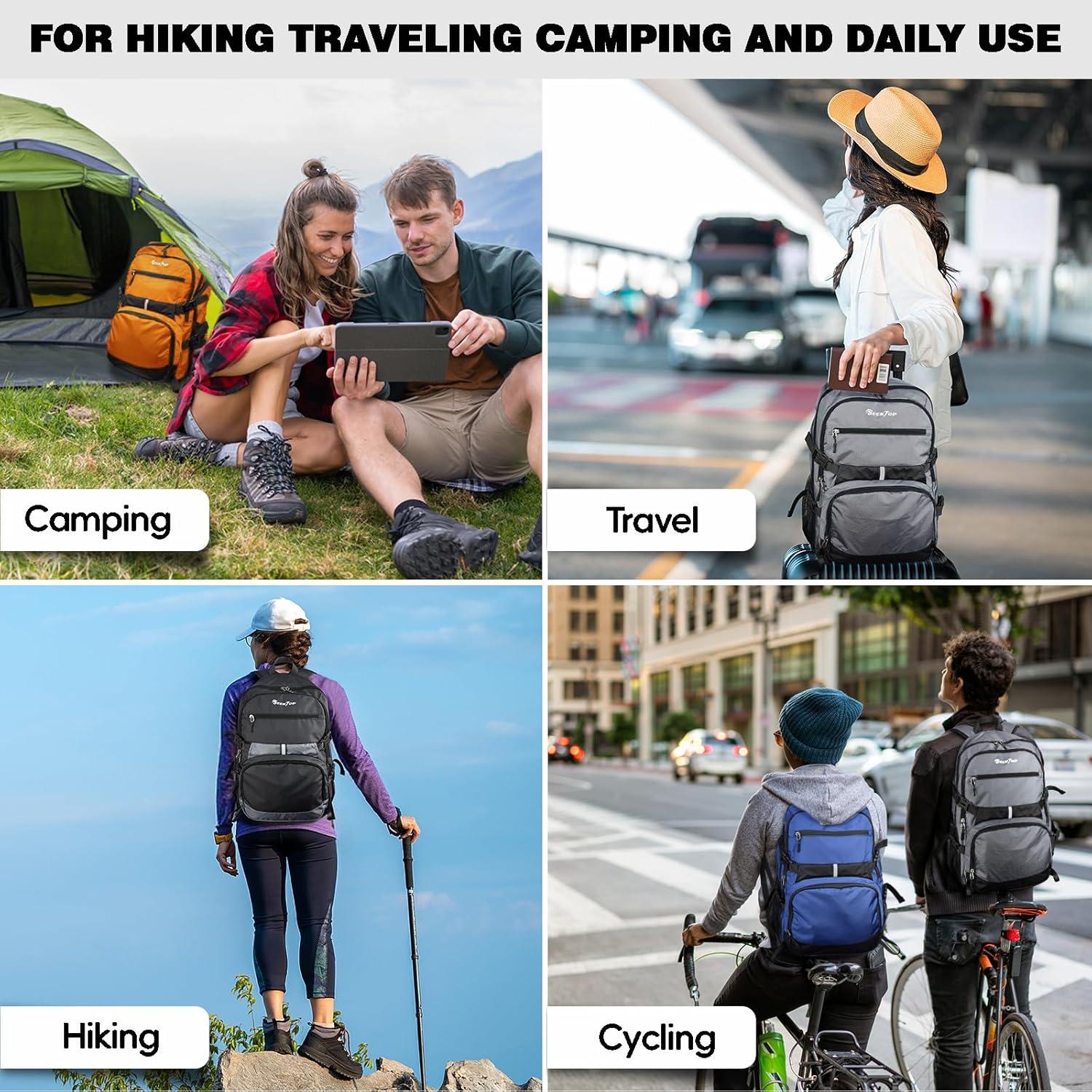 Mochila de viaje ligera Seektop 40L unisex plegable gris