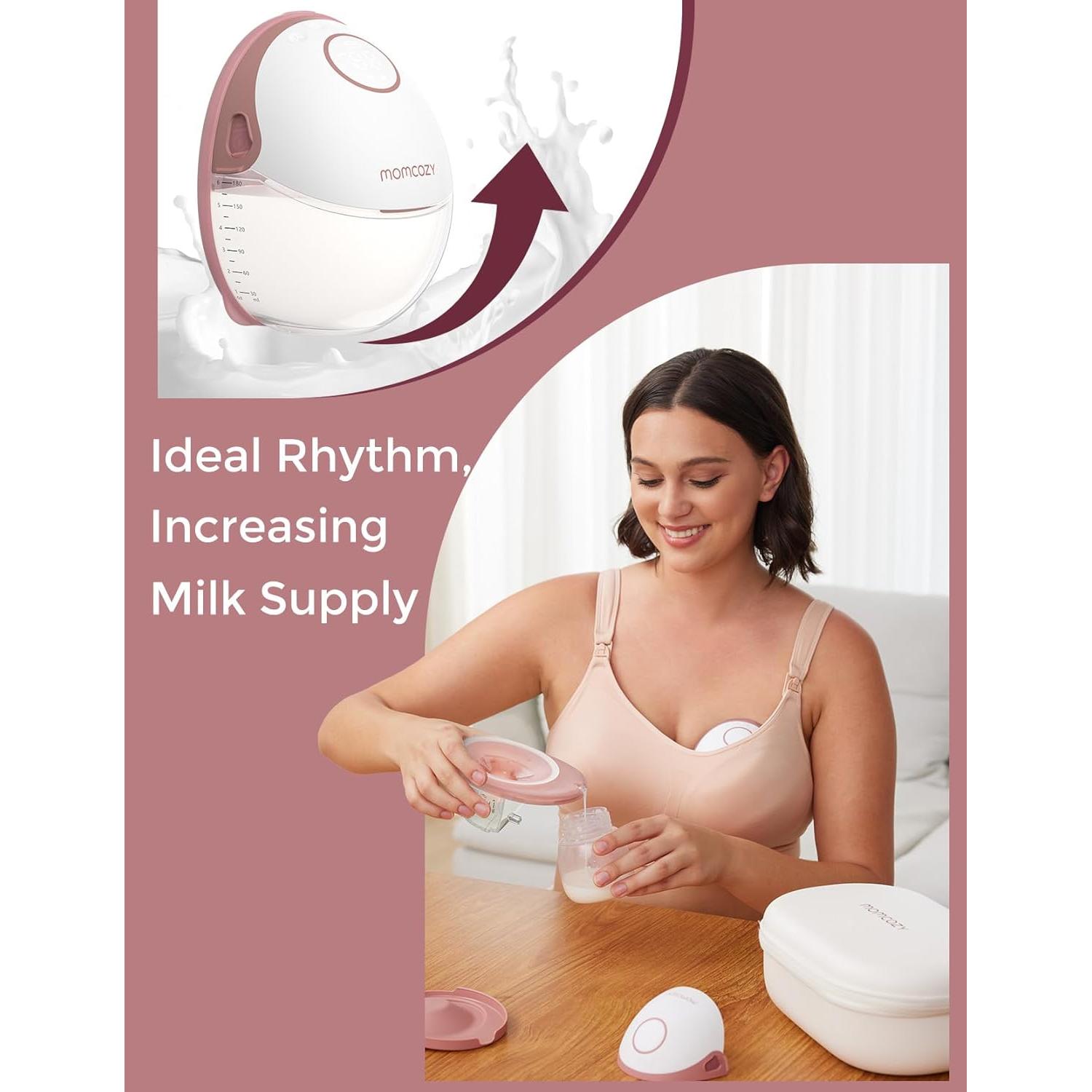 Extractor de Leche Manos Libres Momcozy M6 24mm Rojo Acogedor