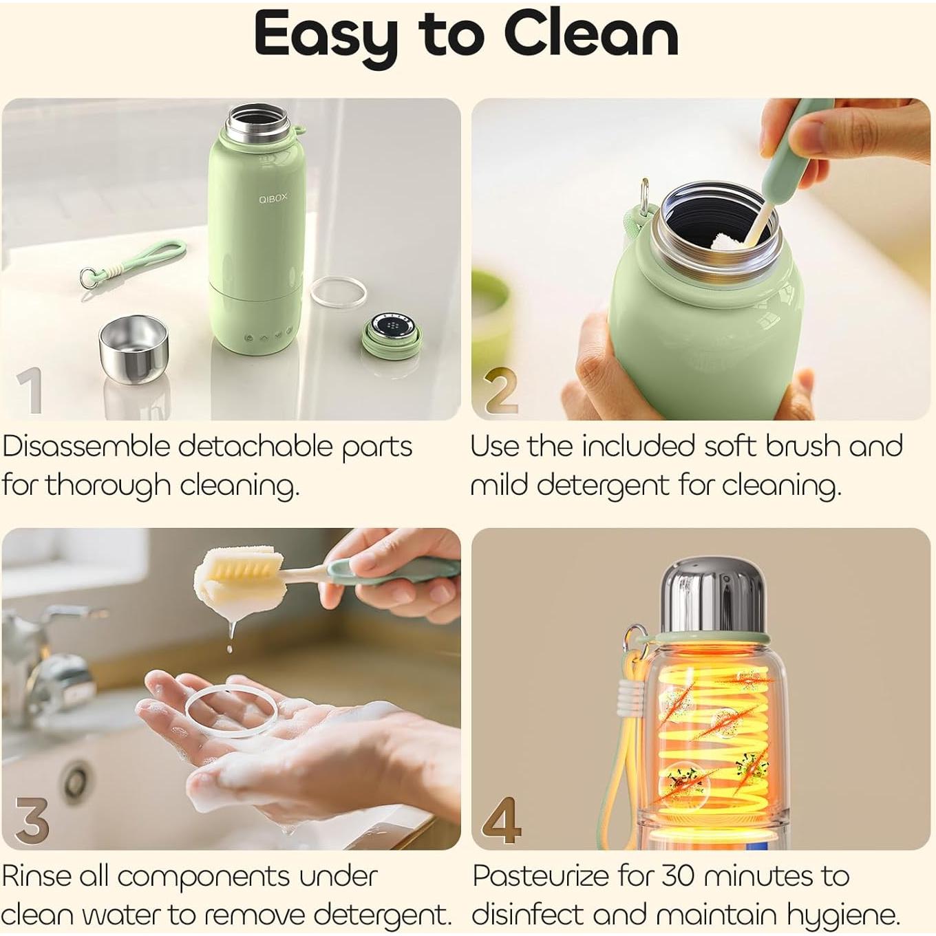 Calentador de Botellas Portátil QIBOX 500ml Carga Rápida 36W