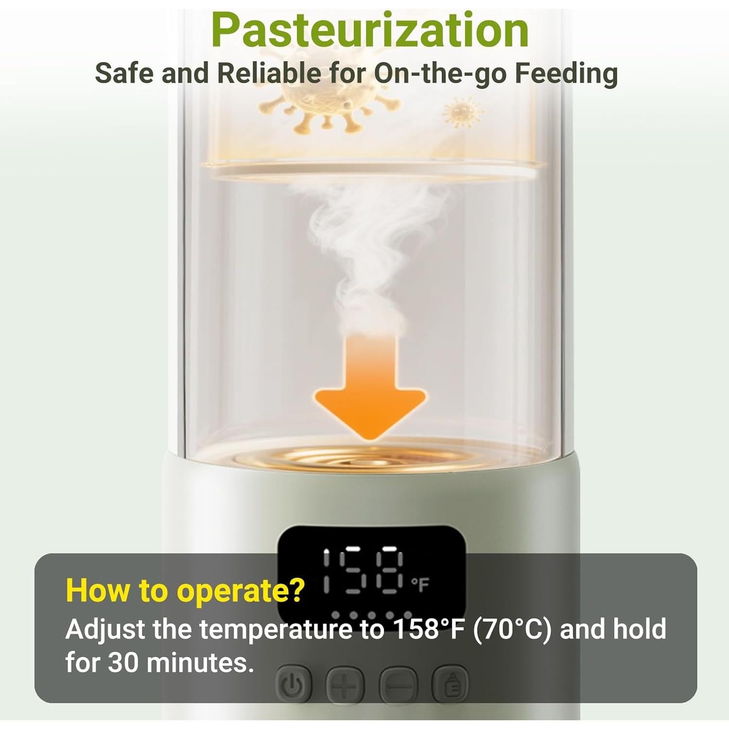 Calentador de Leche Portátil 500ml Verde - Rápido y Seguro