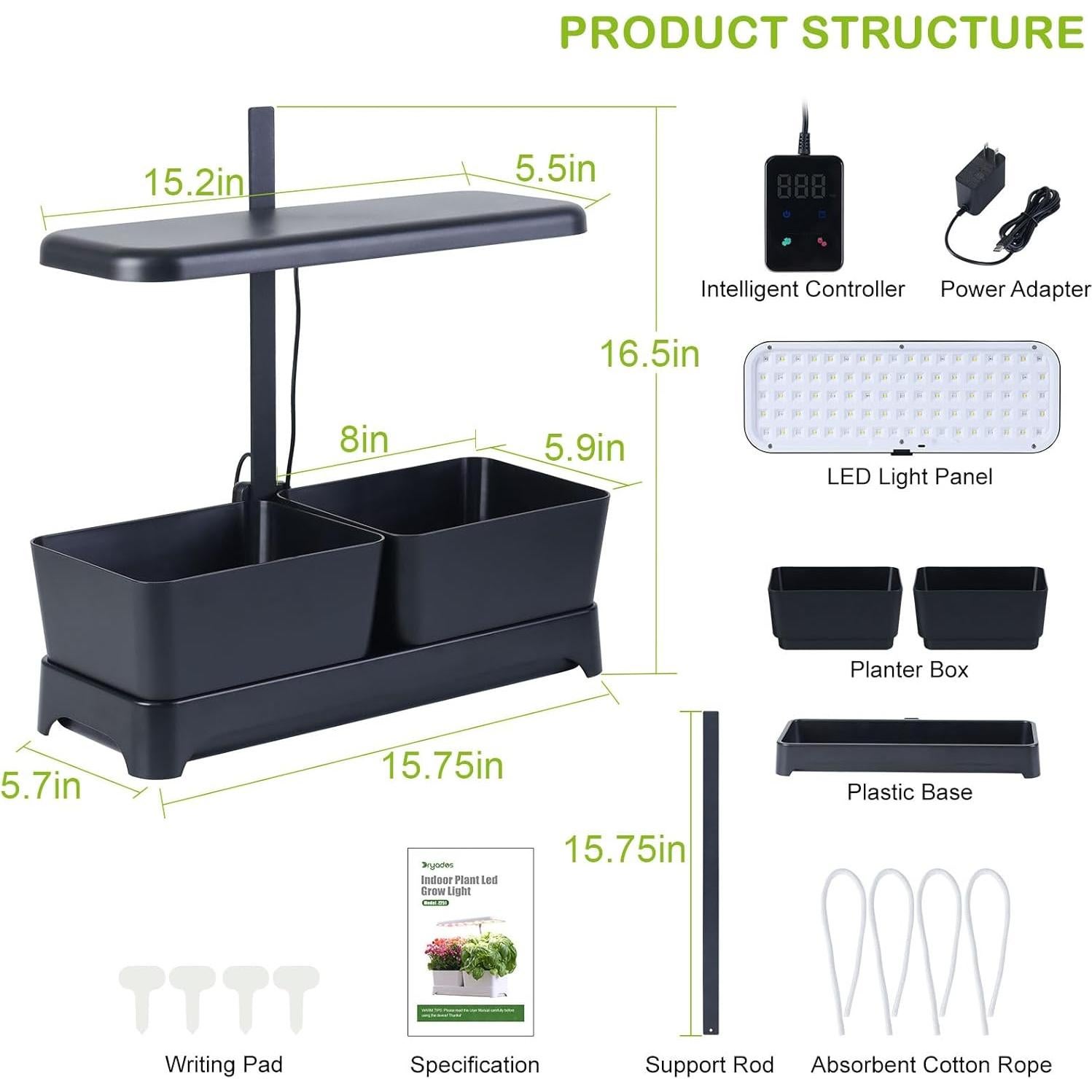 Luz de Cultivo LED Oliz para Jardín Interior 40.6x16x18 cm