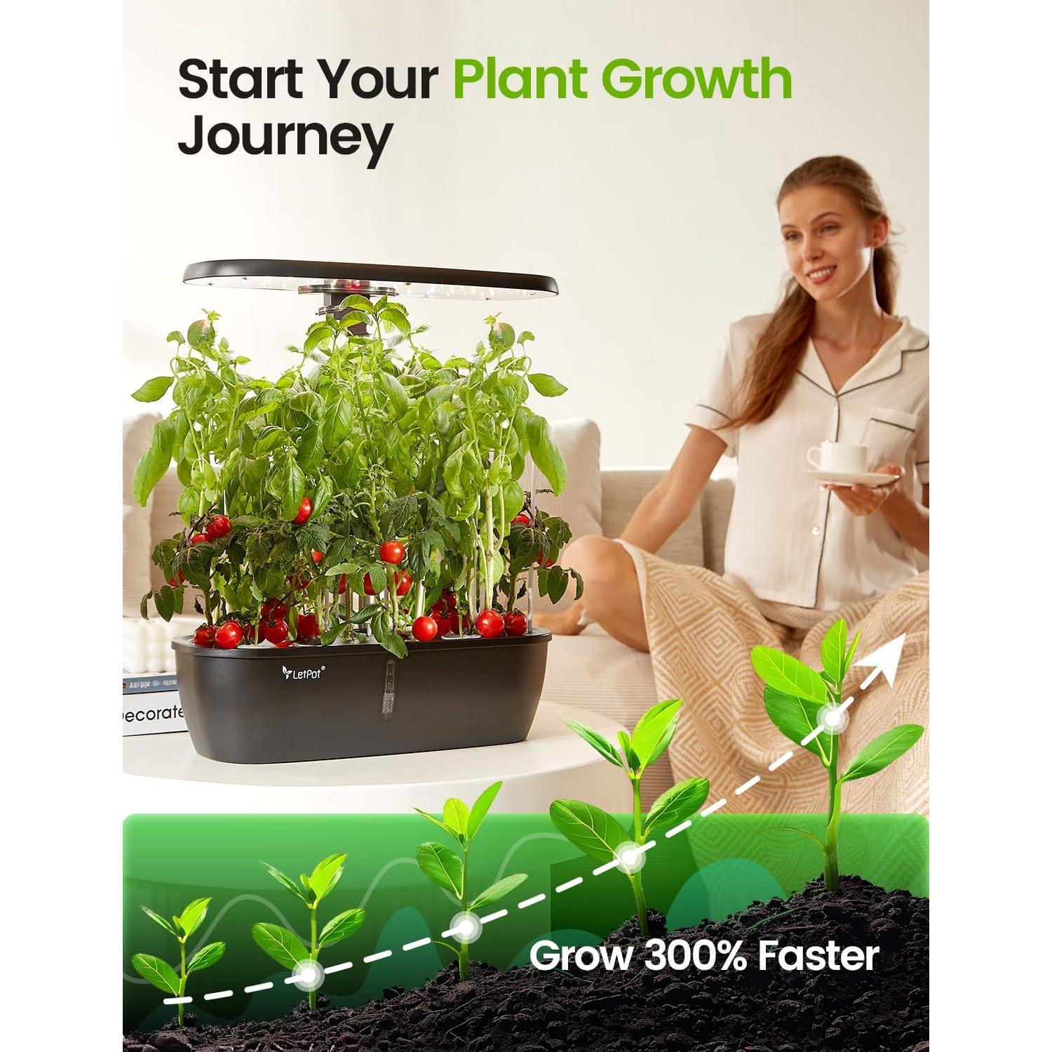 Kit Hidropónico LETPOT Classic 12 Cápsulas, Luz LED 24W