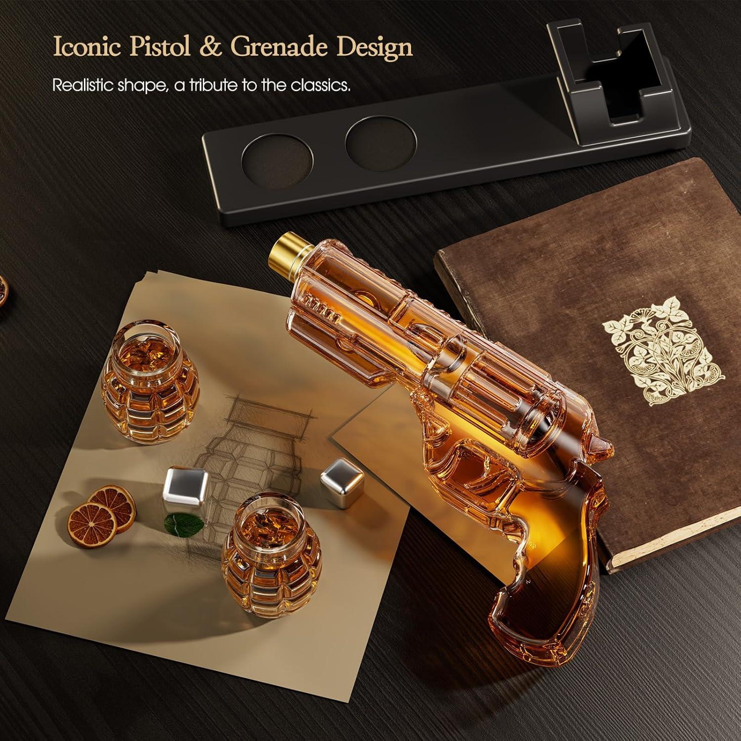 Juego de Decantador de Whiskey Kollea con Vasos de Granada 380ml