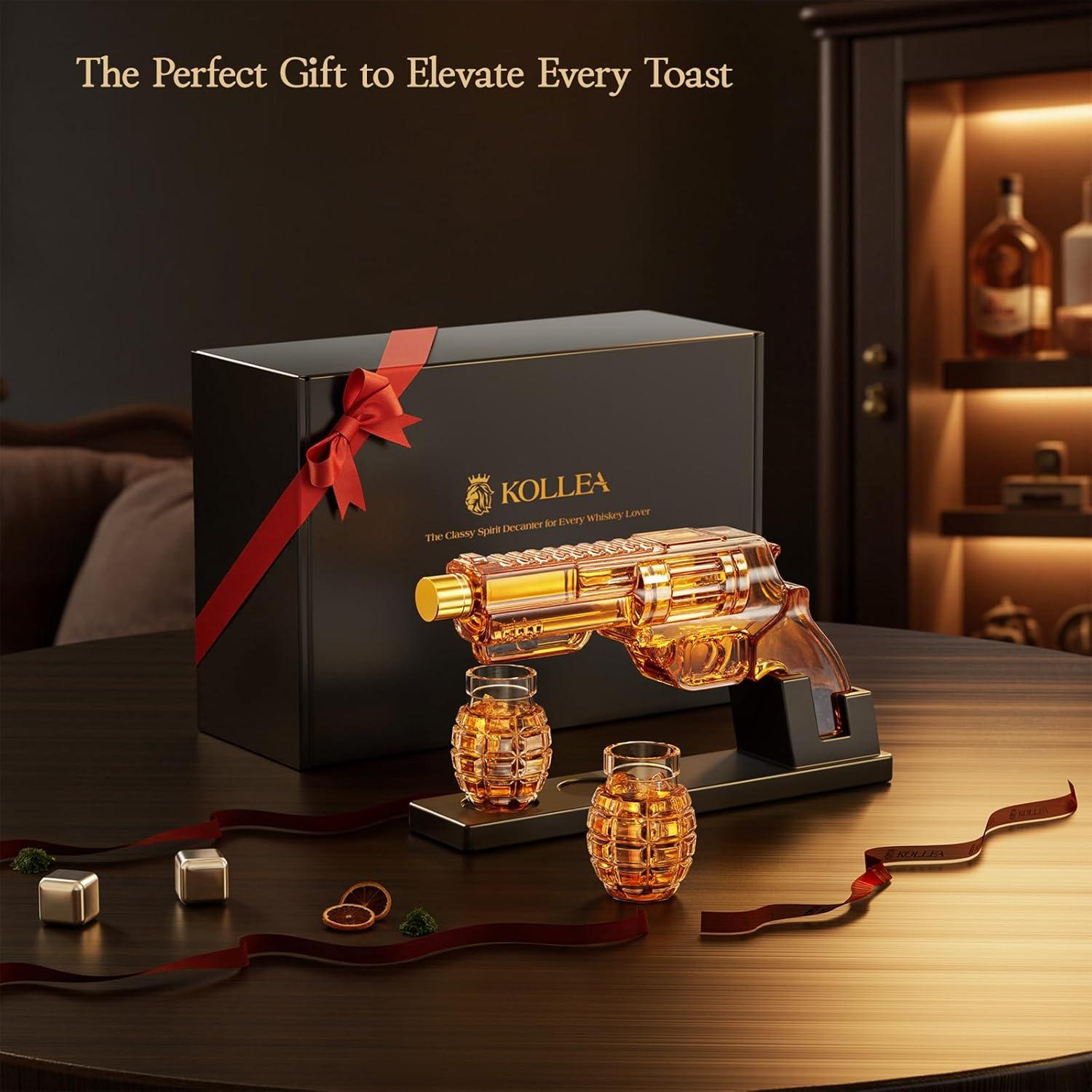 Juego de Decantador de Whiskey Kollea con Vasos de Granada 380ml