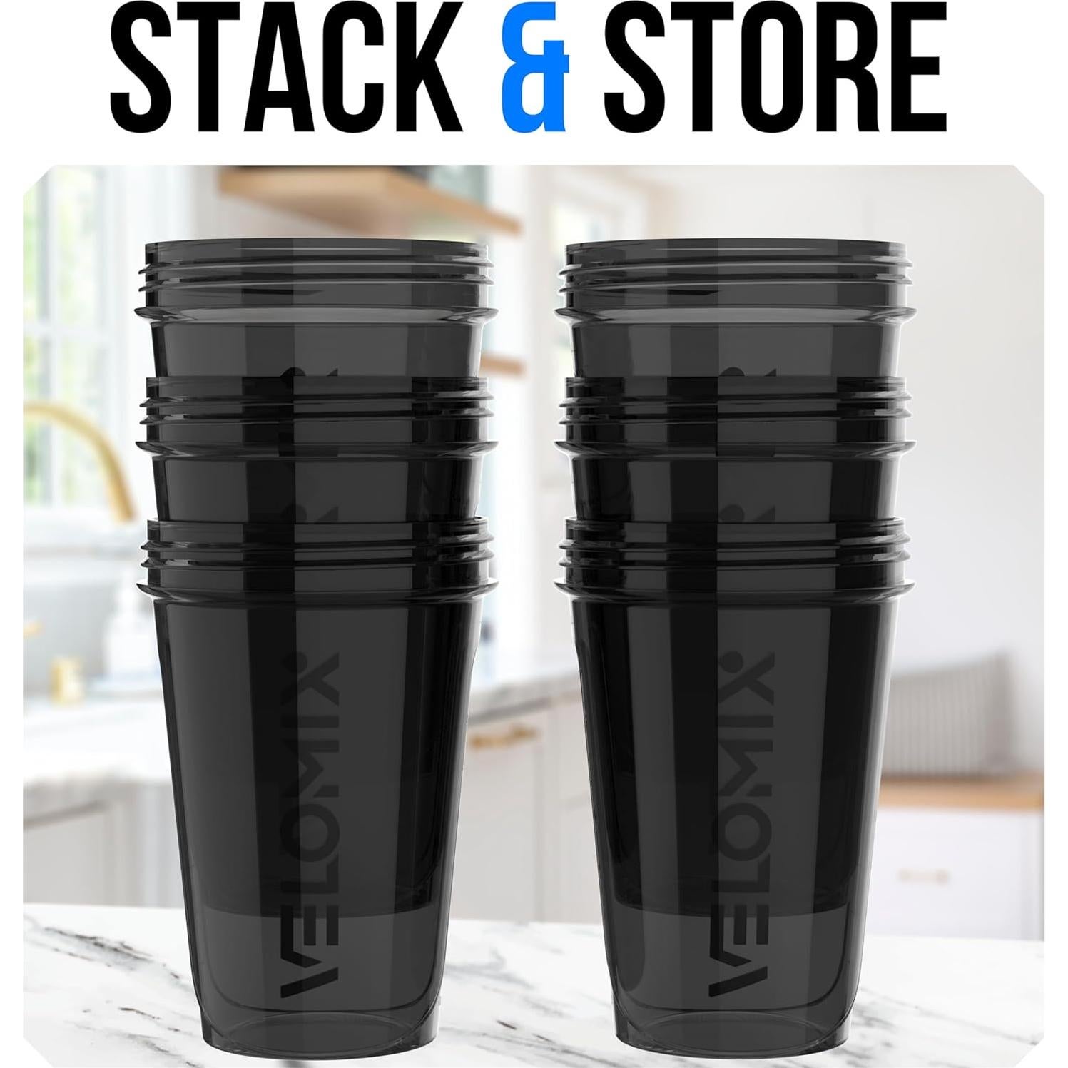 Botellas Mezcladoras Velomix 20 oz - 6 Pack a Prueba de Fugas