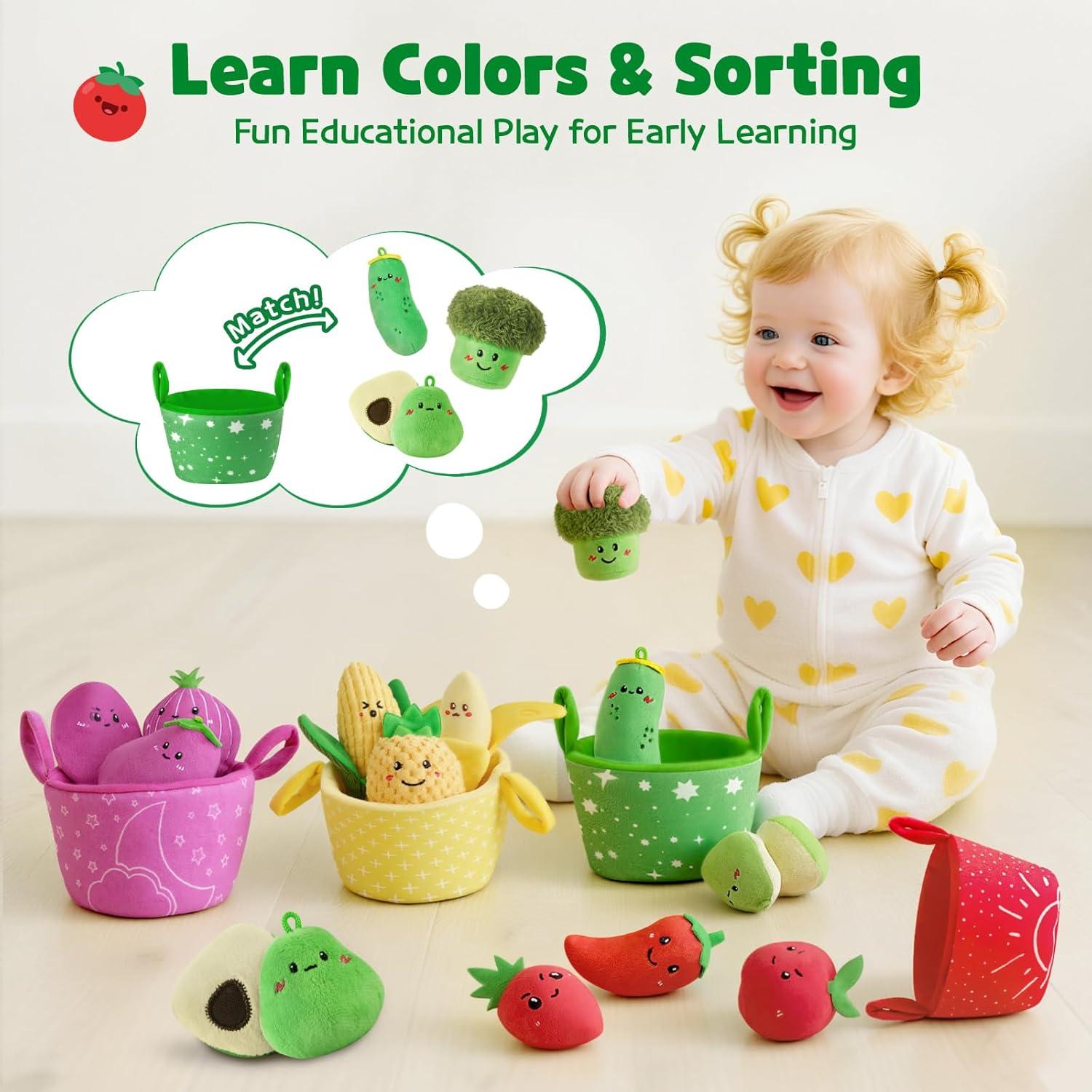 Juguetes Sensoriales Montessori SAIMAND 16 PCS Frutas y Verduras