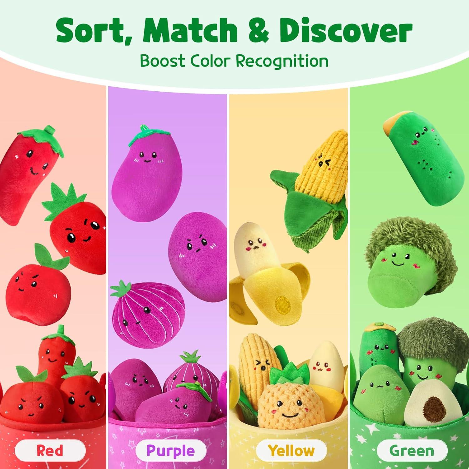 Juguetes Sensoriales Montessori SAIMAND 16 PCS Frutas y Verduras