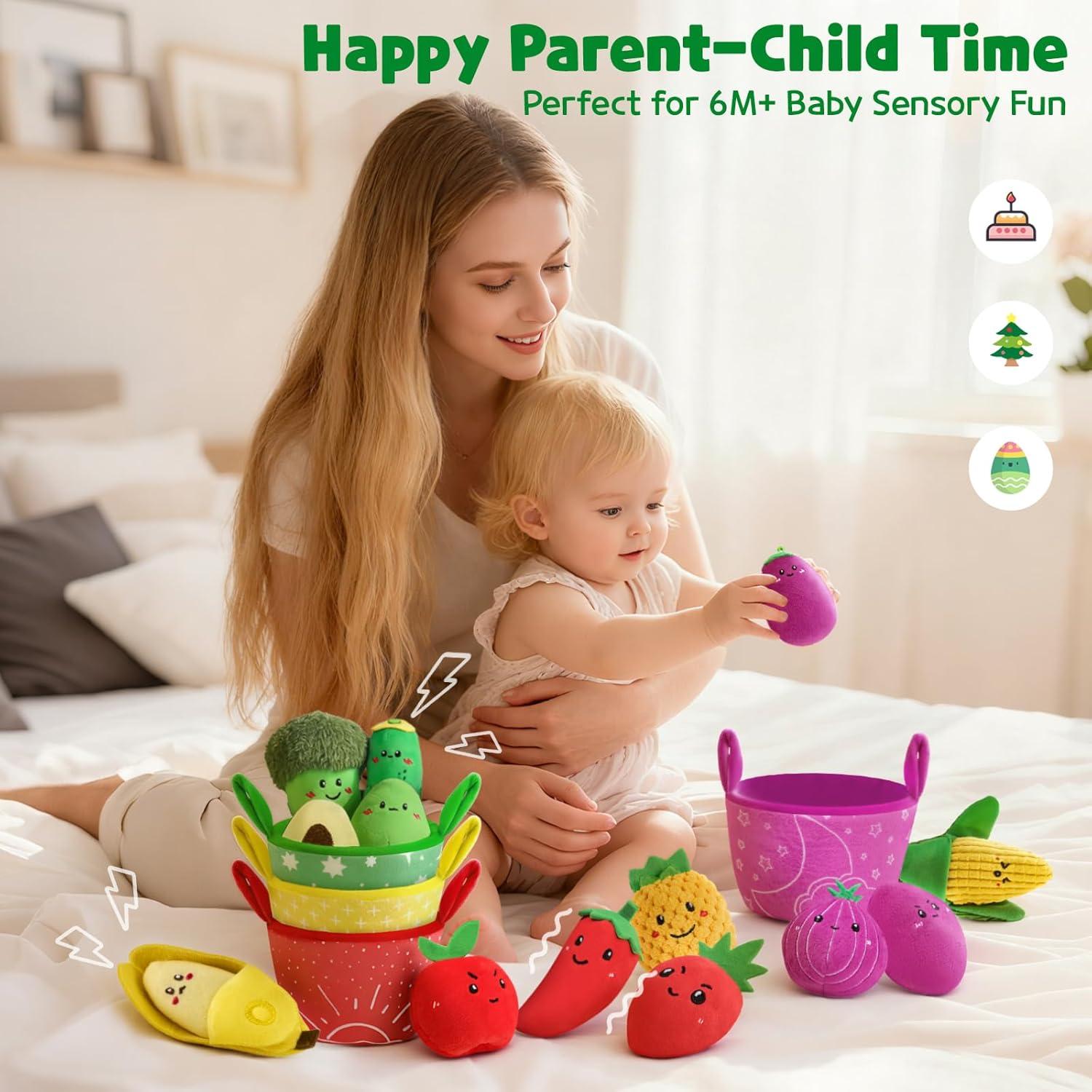 Juguetes Sensoriales Montessori SAIMAND 16 PCS Frutas y Verduras