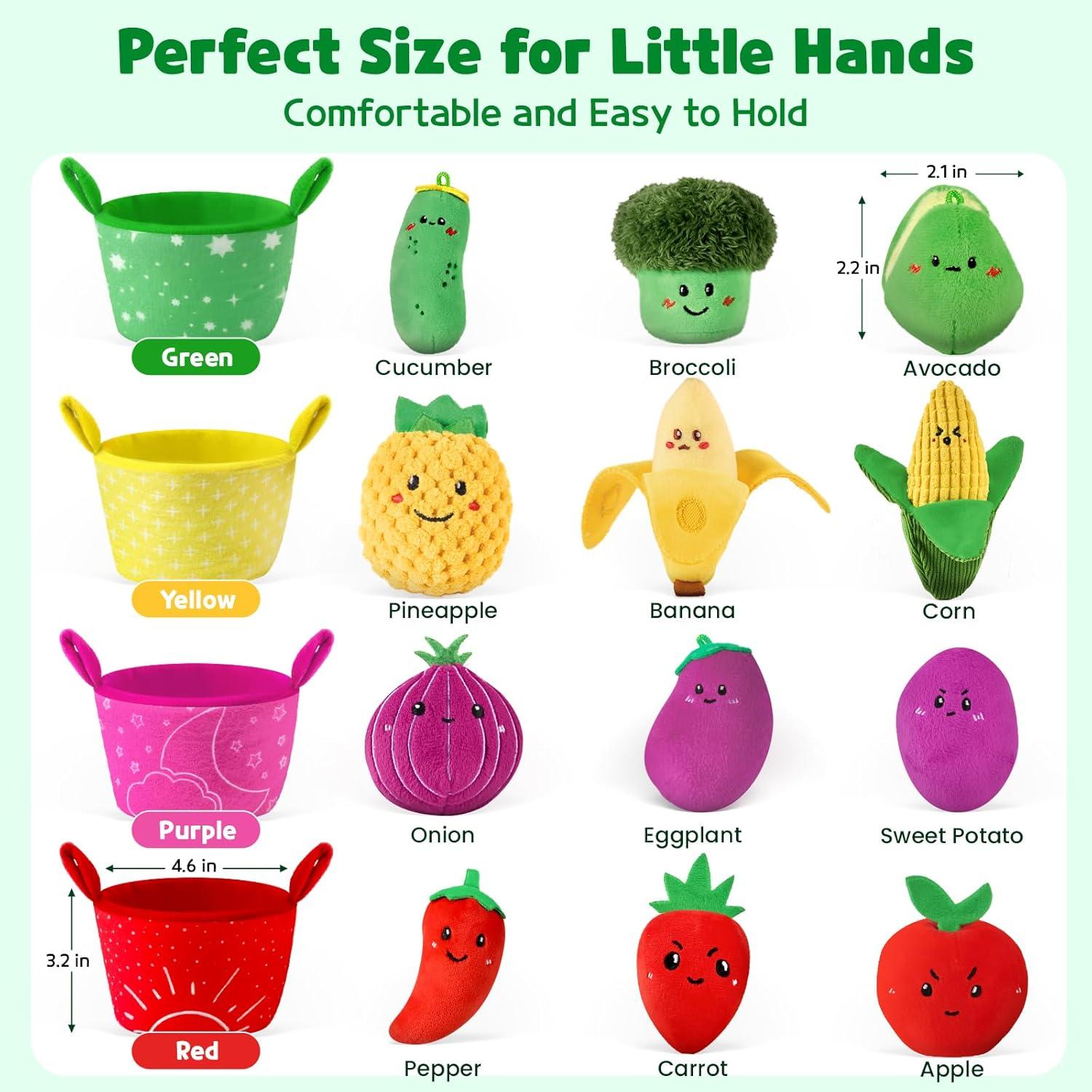 Juguetes Sensoriales Montessori SAIMAND 16 PCS Frutas y Verduras