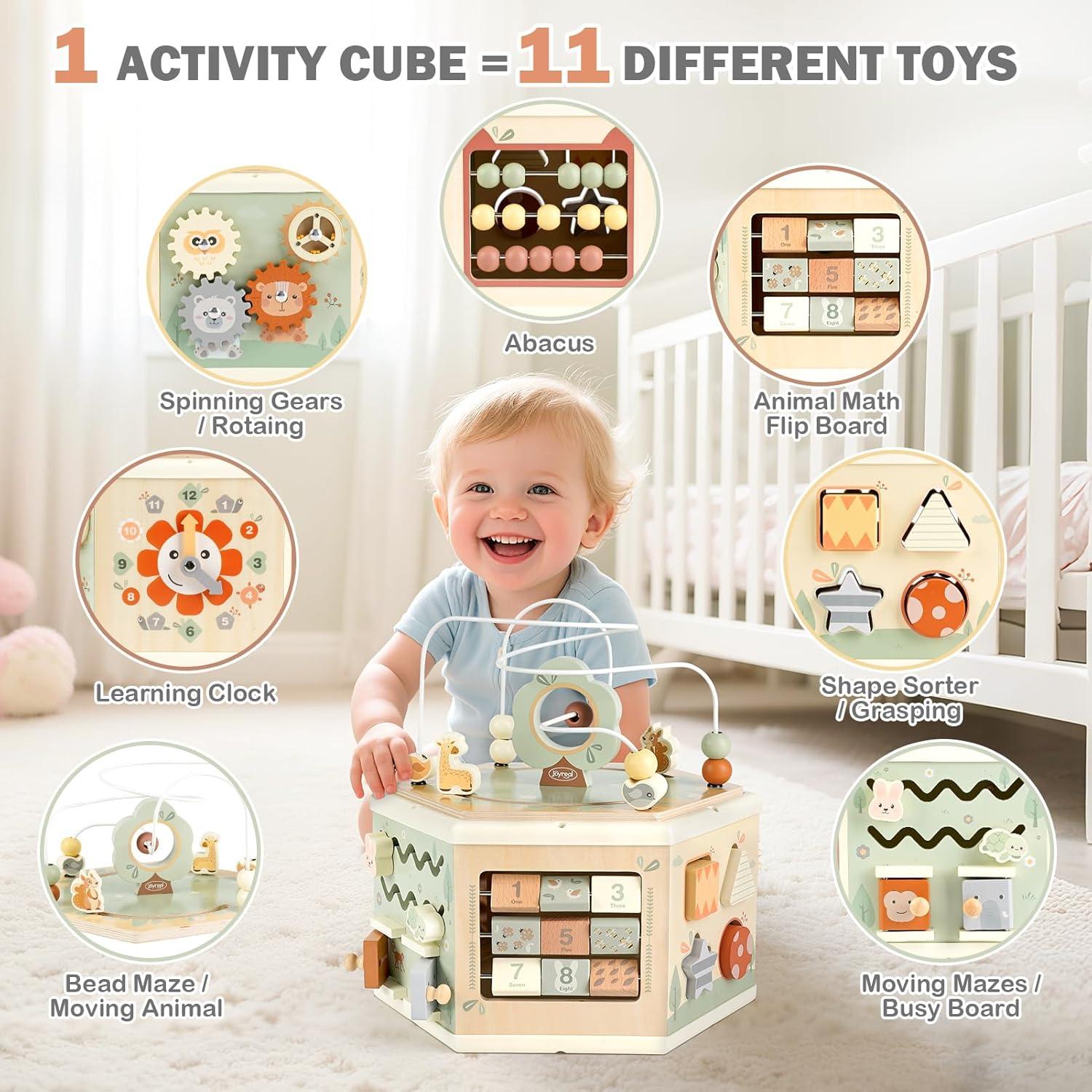 Cubo de Actividades de Madera Joyreal 11-en-1 para Bebés