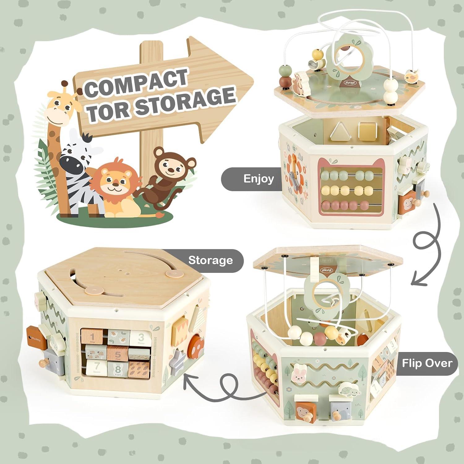 Cubo de Actividades de Madera Joyreal 11-en-1 para Bebés