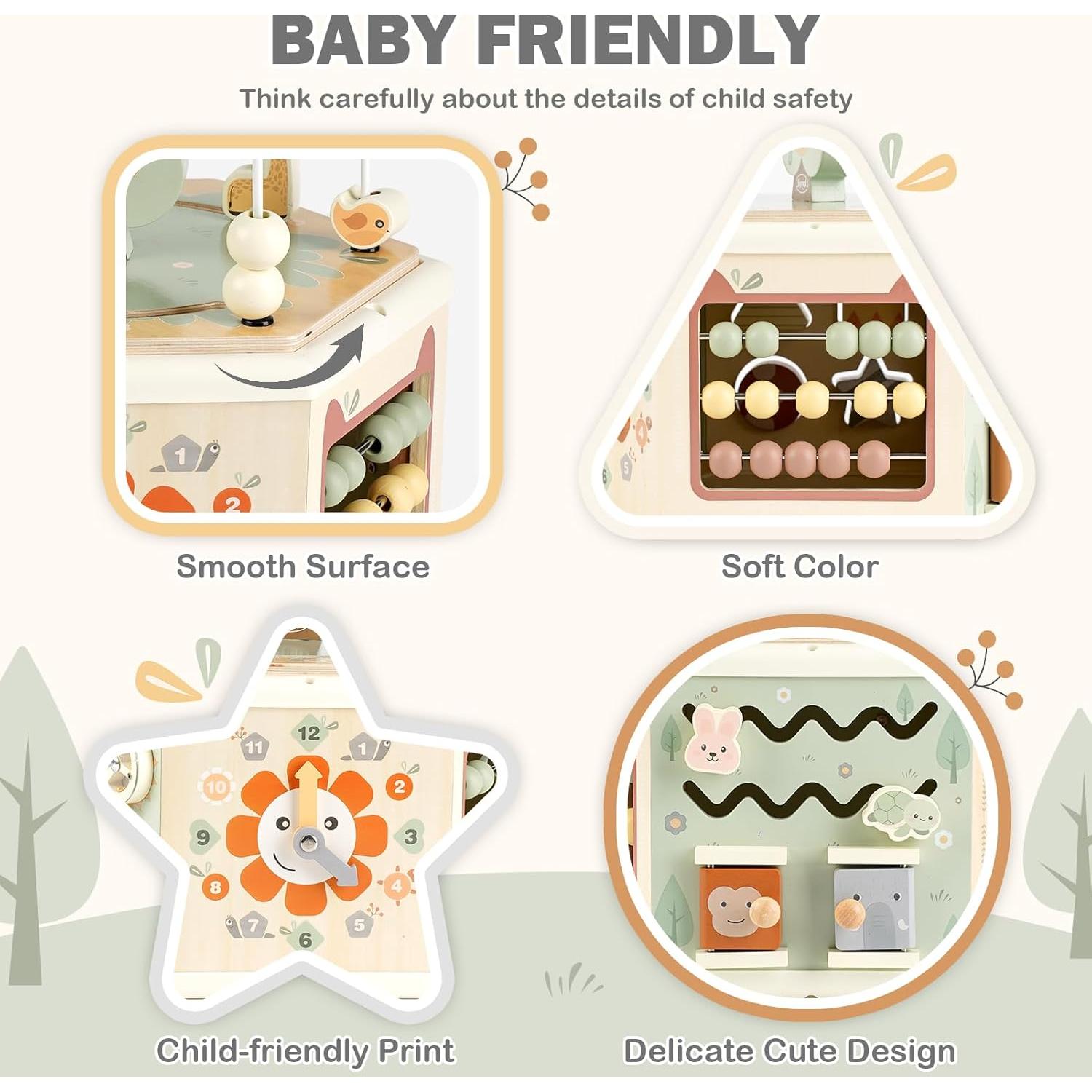 Cubo de Actividades de Madera Joyreal 11-en-1 para Bebés