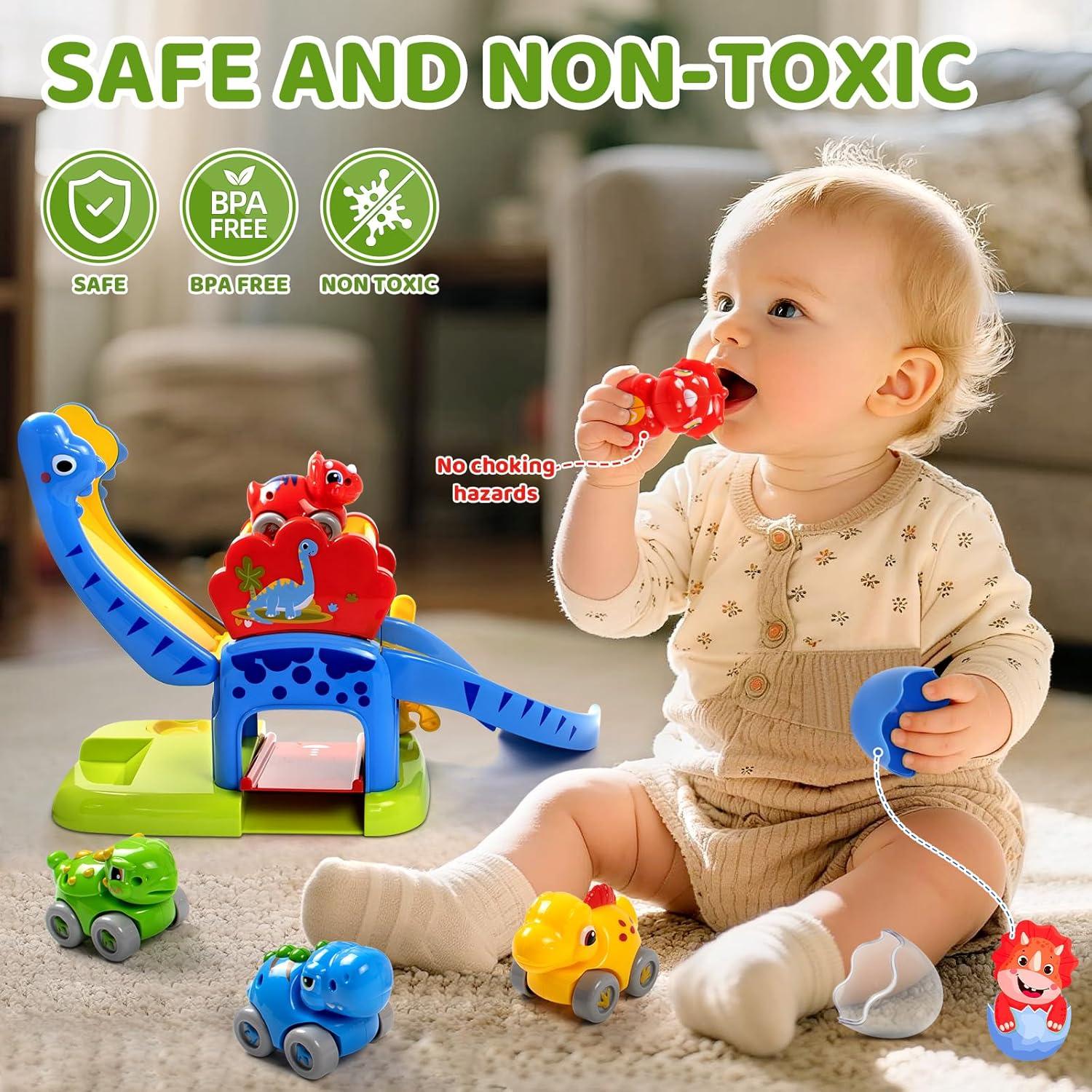 Tobogán de Dinosaurio Marstone con 4 Coches Educativos