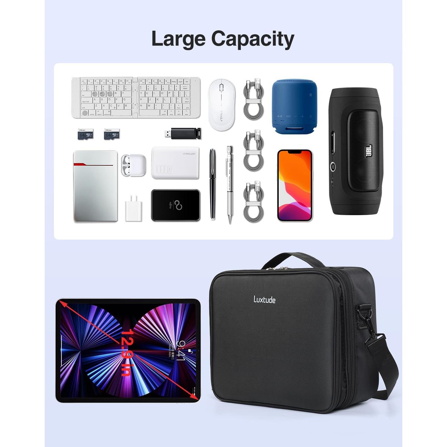 Organizador Electrónico Luxtude Grande 33x26.9cm Negro