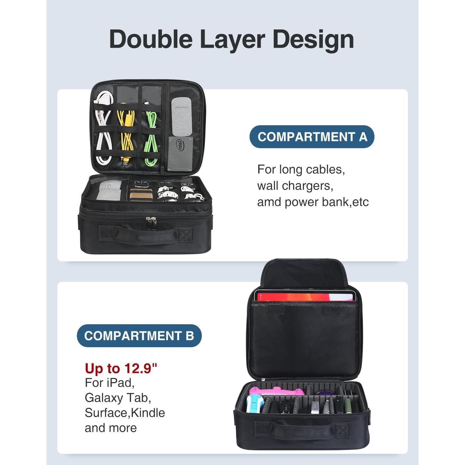 Organizador Electrónico Luxtude Grande 33x26.9cm Negro