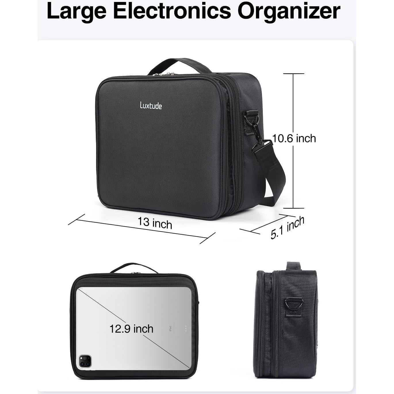 Organizador Electrónico Luxtude Grande 33x26.9cm Negro