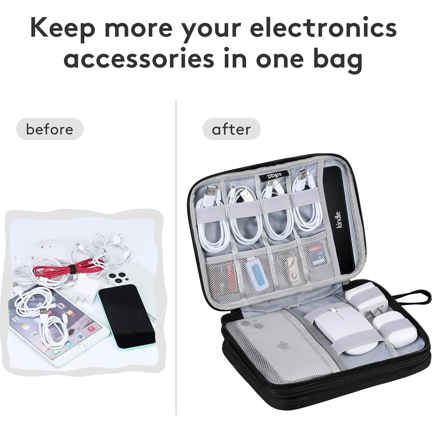 Bolsa Organizadora de Electrónica DDgro Grande Negra para Viajes