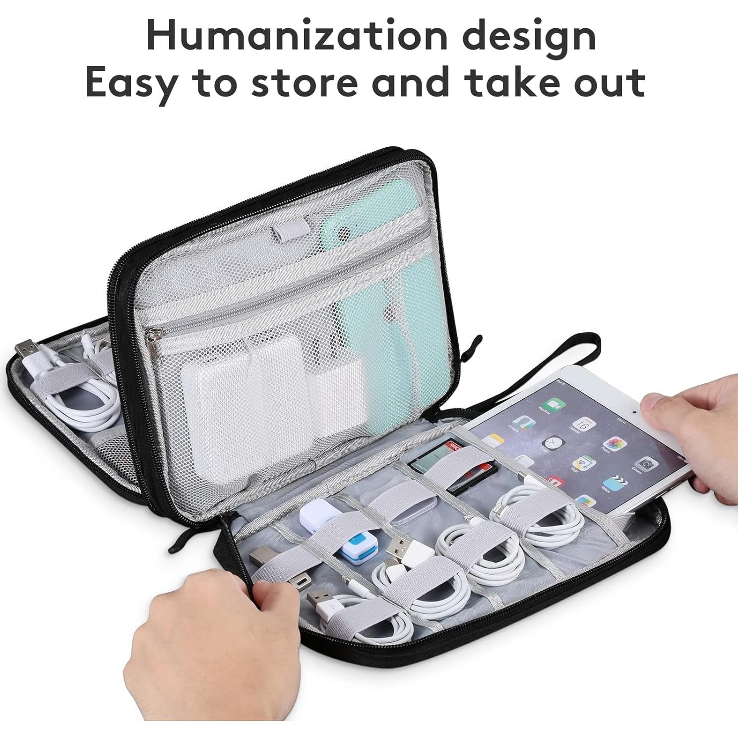 Bolsa Organizadora de Electrónica DDgro Grande Negra para Viajes