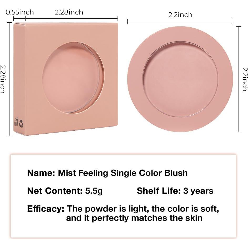 Rubor Mate Rosa Suave HHLTOH 6x6cm 7g - Larga Duración