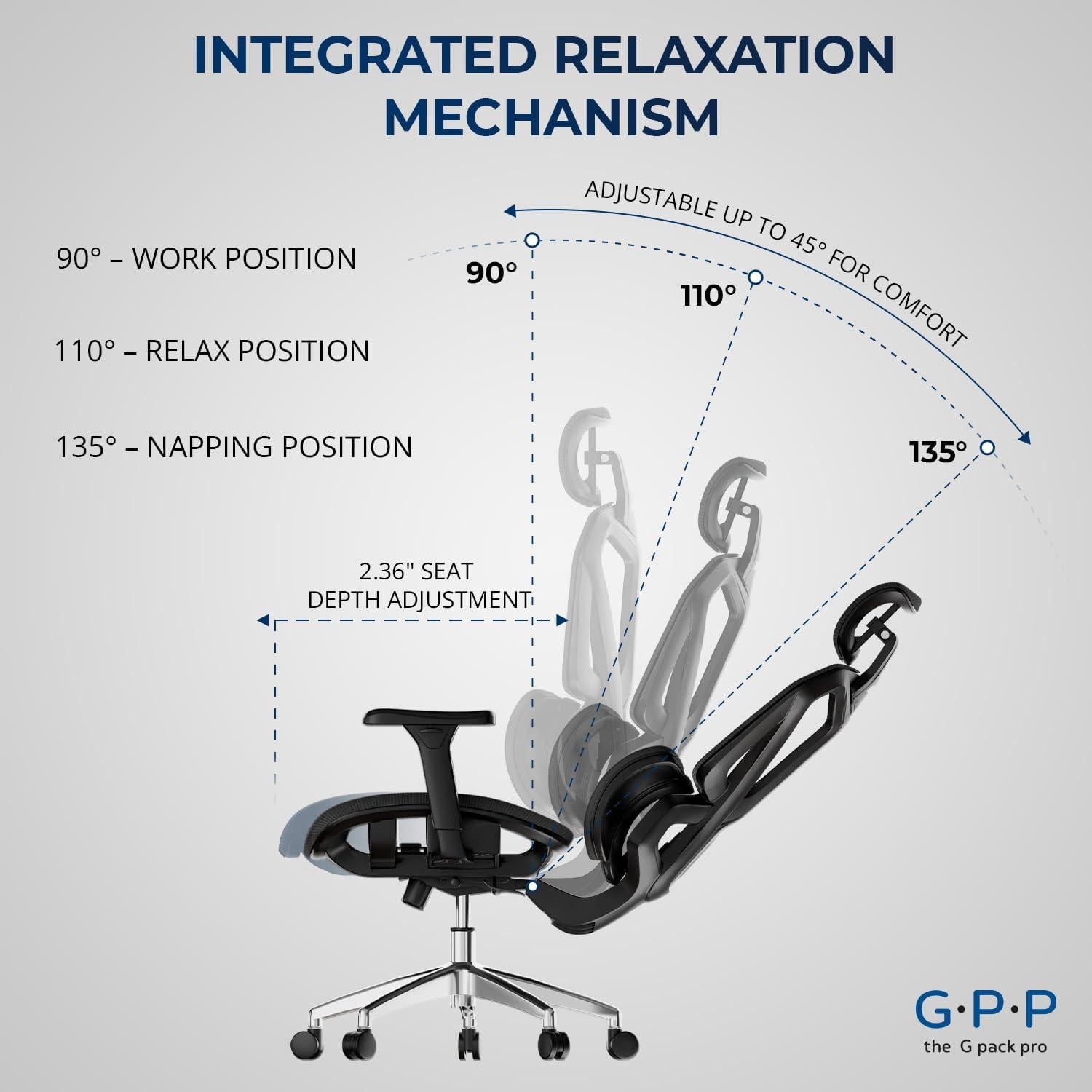Silla de Oficina Ergonómica G-Pack Pro con Reposacabezas Ajustable