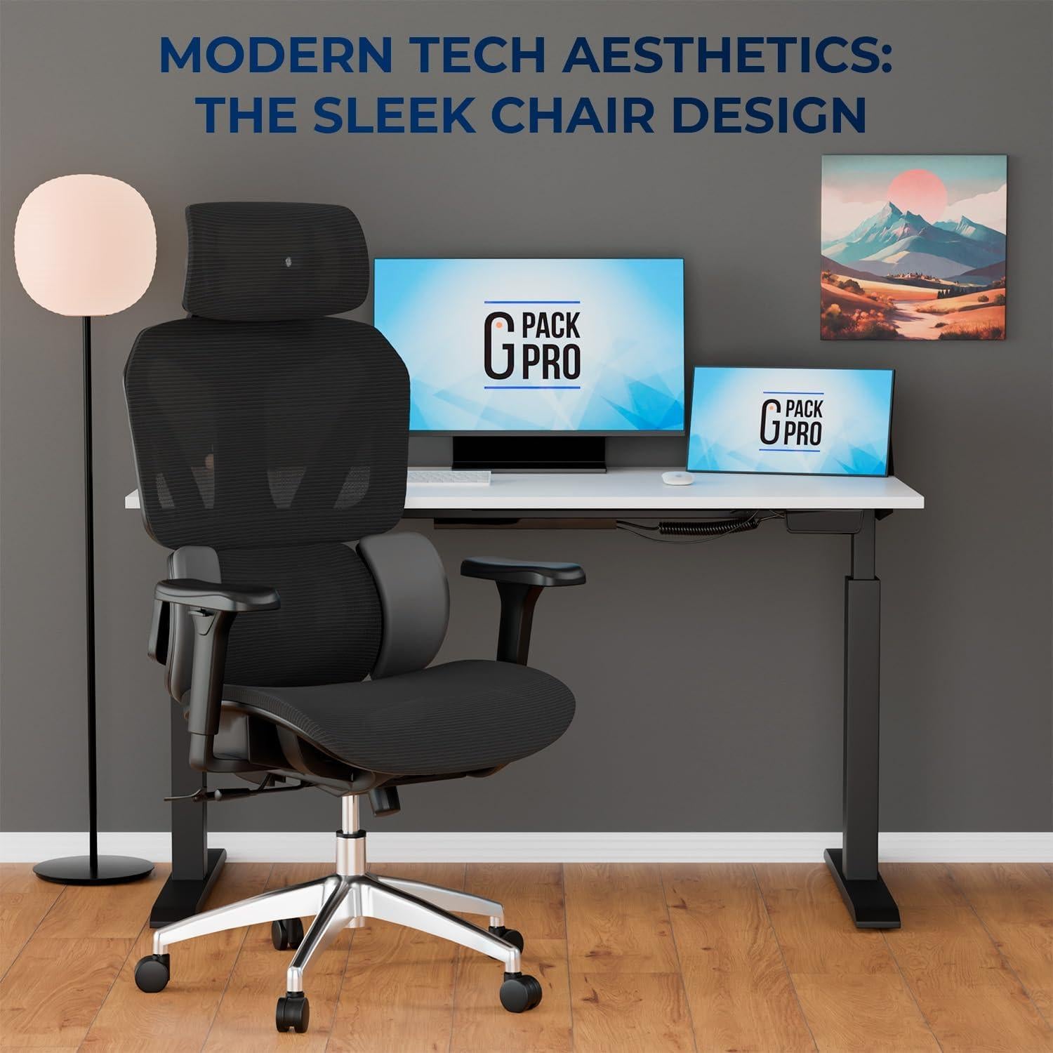 Silla de Oficina Ergonómica G-Pack Pro con Reposacabezas Ajustable