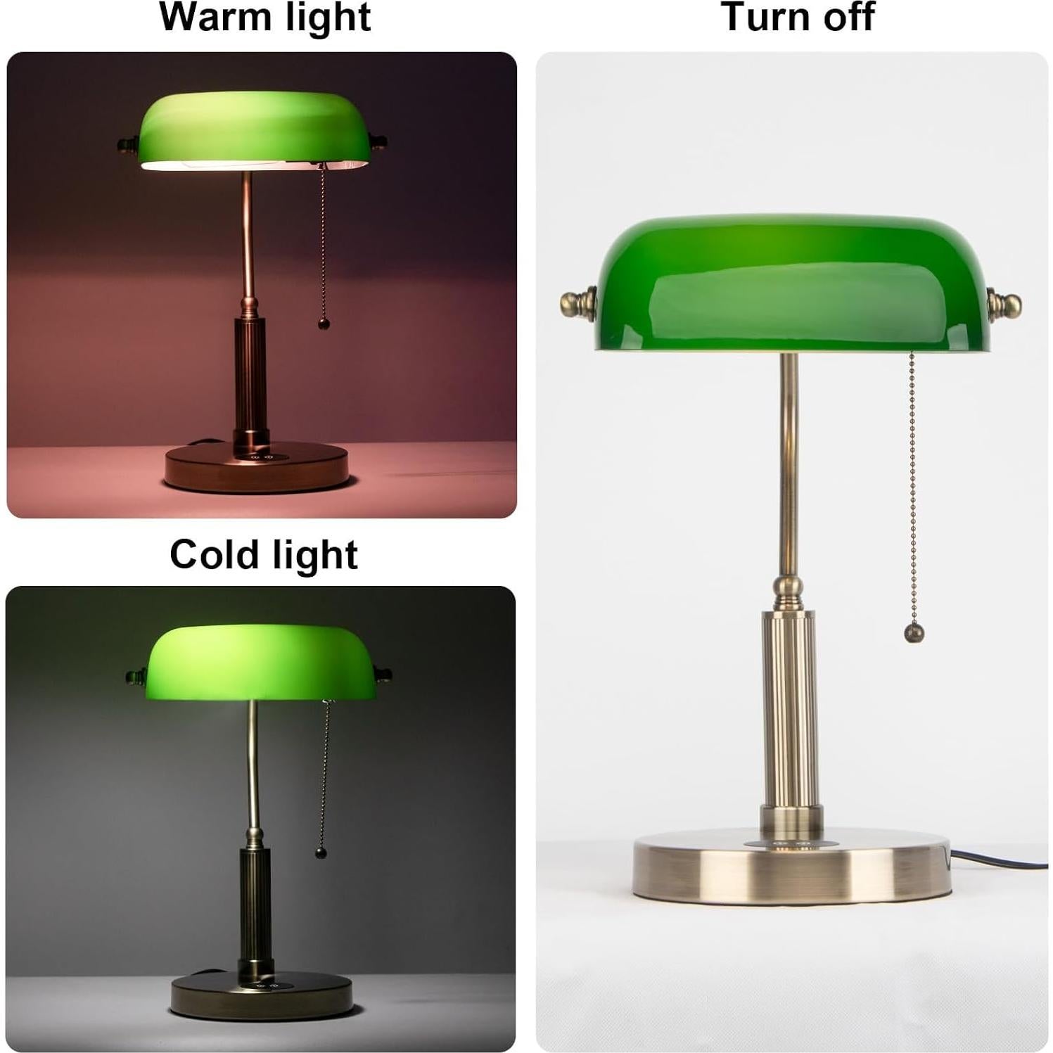 Lámpara de Escritorio FIRVRE Verde Vintage con Cargador Inalámbrico