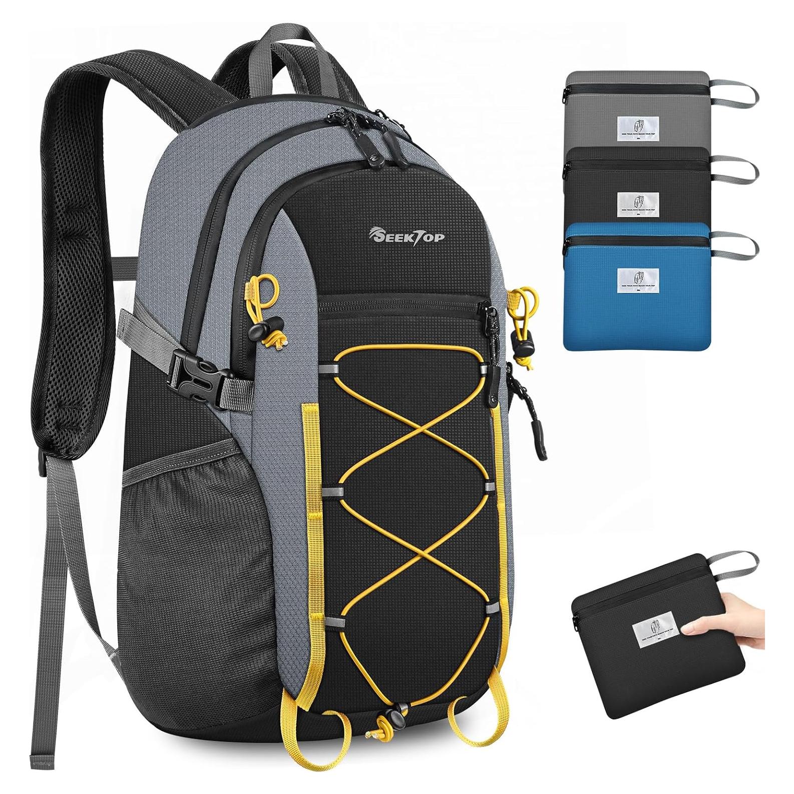 Mochila de Senderismo Plegable Impermeable Seektop 20L Negra