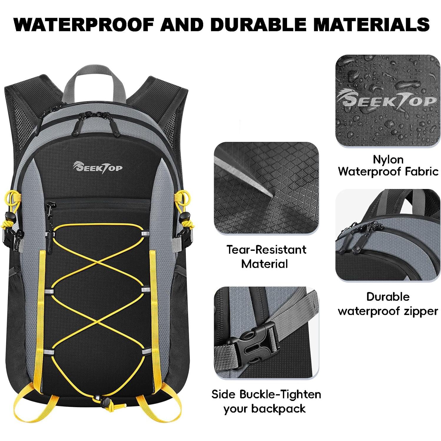 Mochila de Senderismo Plegable Impermeable Seektop 20L Negra