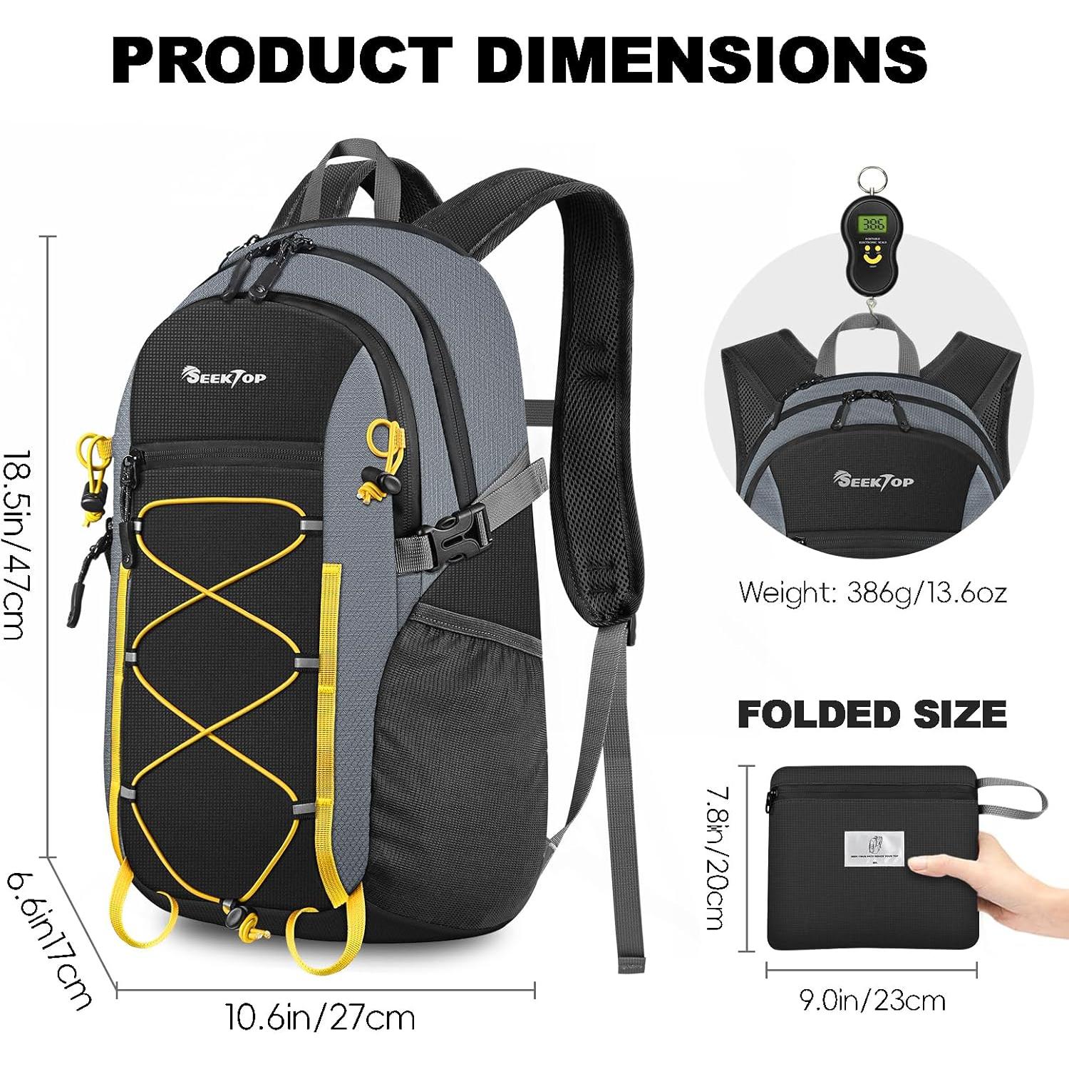 Mochila de Senderismo Plegable Impermeable Seektop 20L Negra