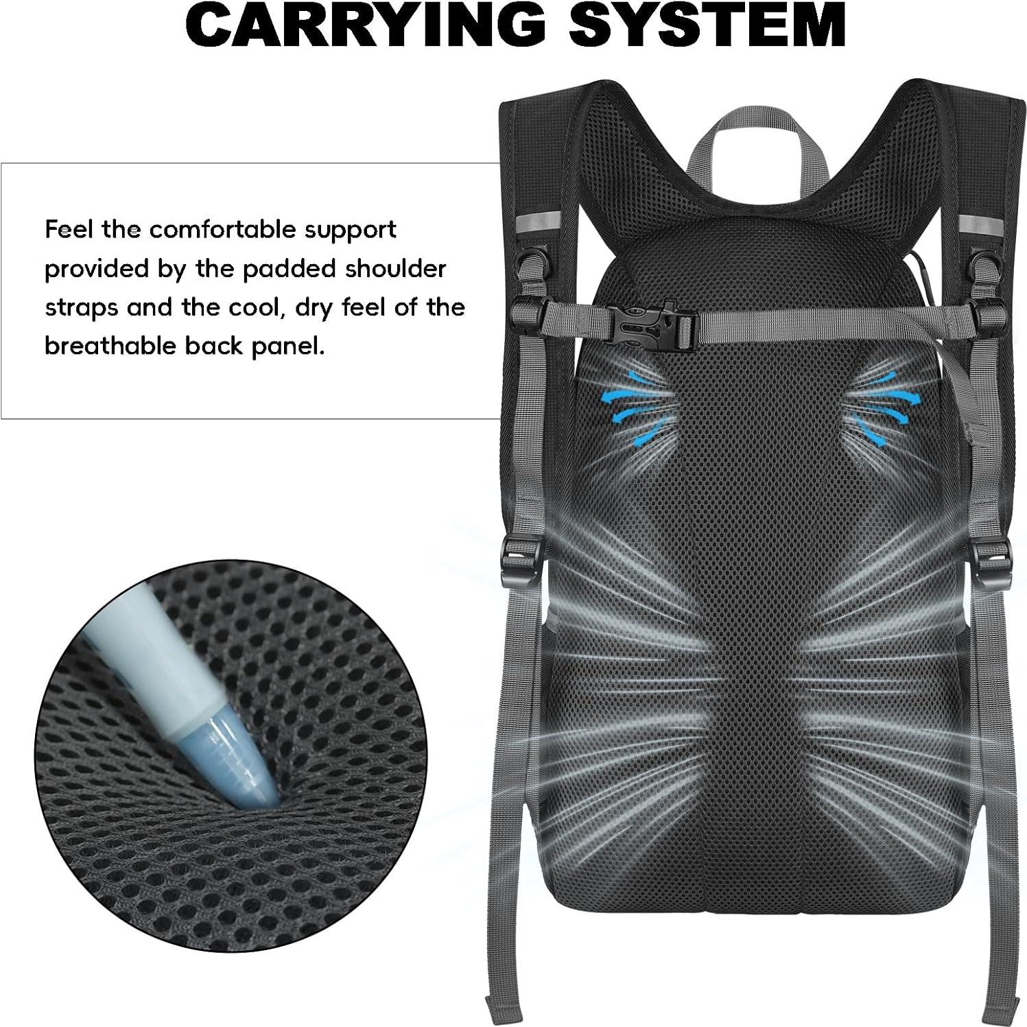 Mochila de Senderismo Plegable Impermeable Seektop 20L Negra