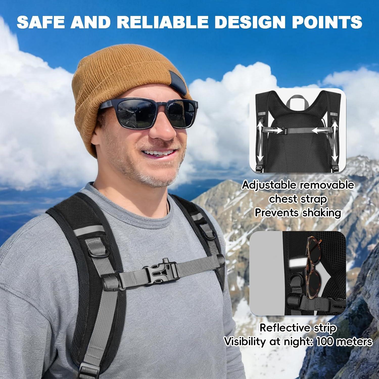 Mochila de Senderismo Plegable Impermeable Seektop 20L Negra