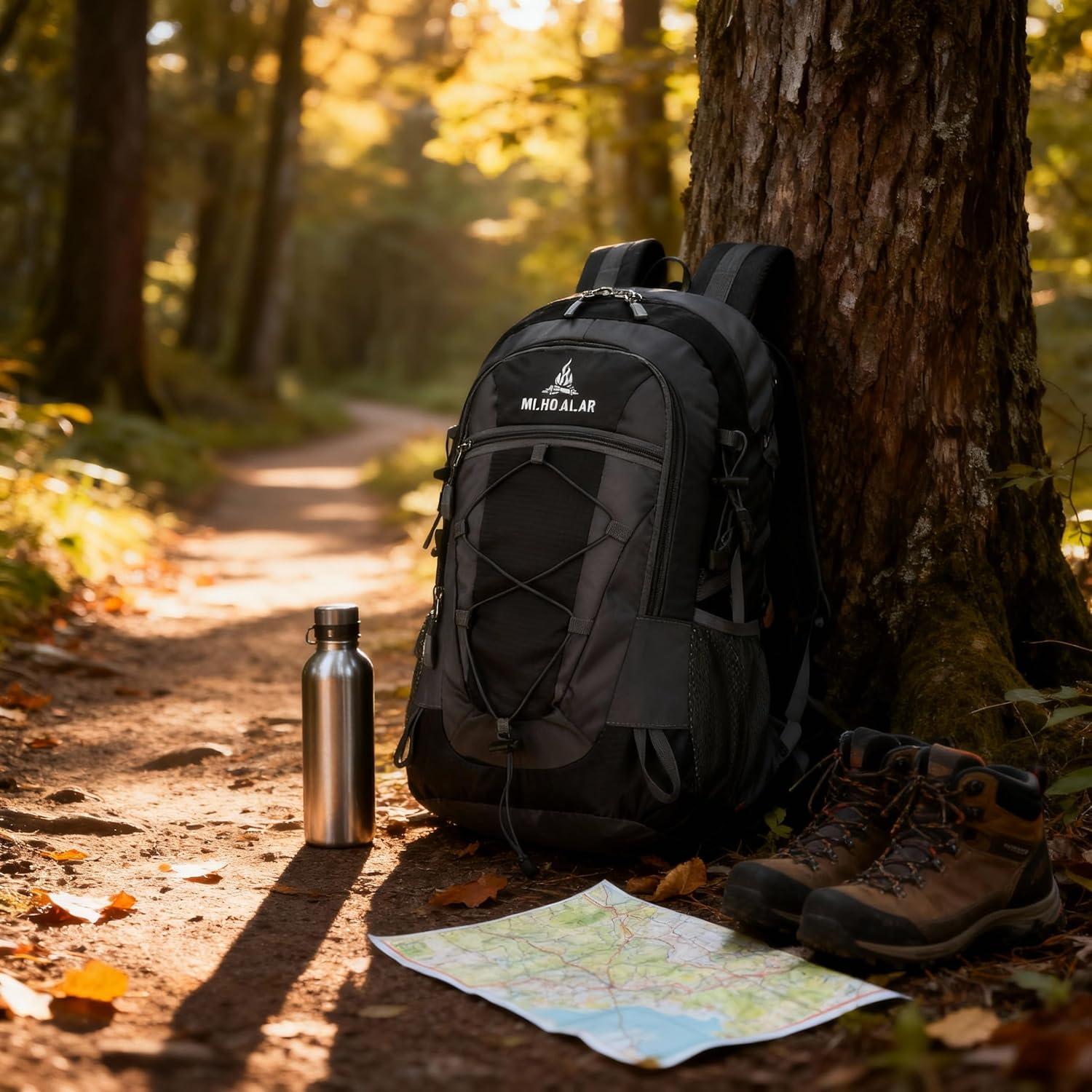 Mochila de Camping 30L Plegable Impermeable Negra - Poliester 420D